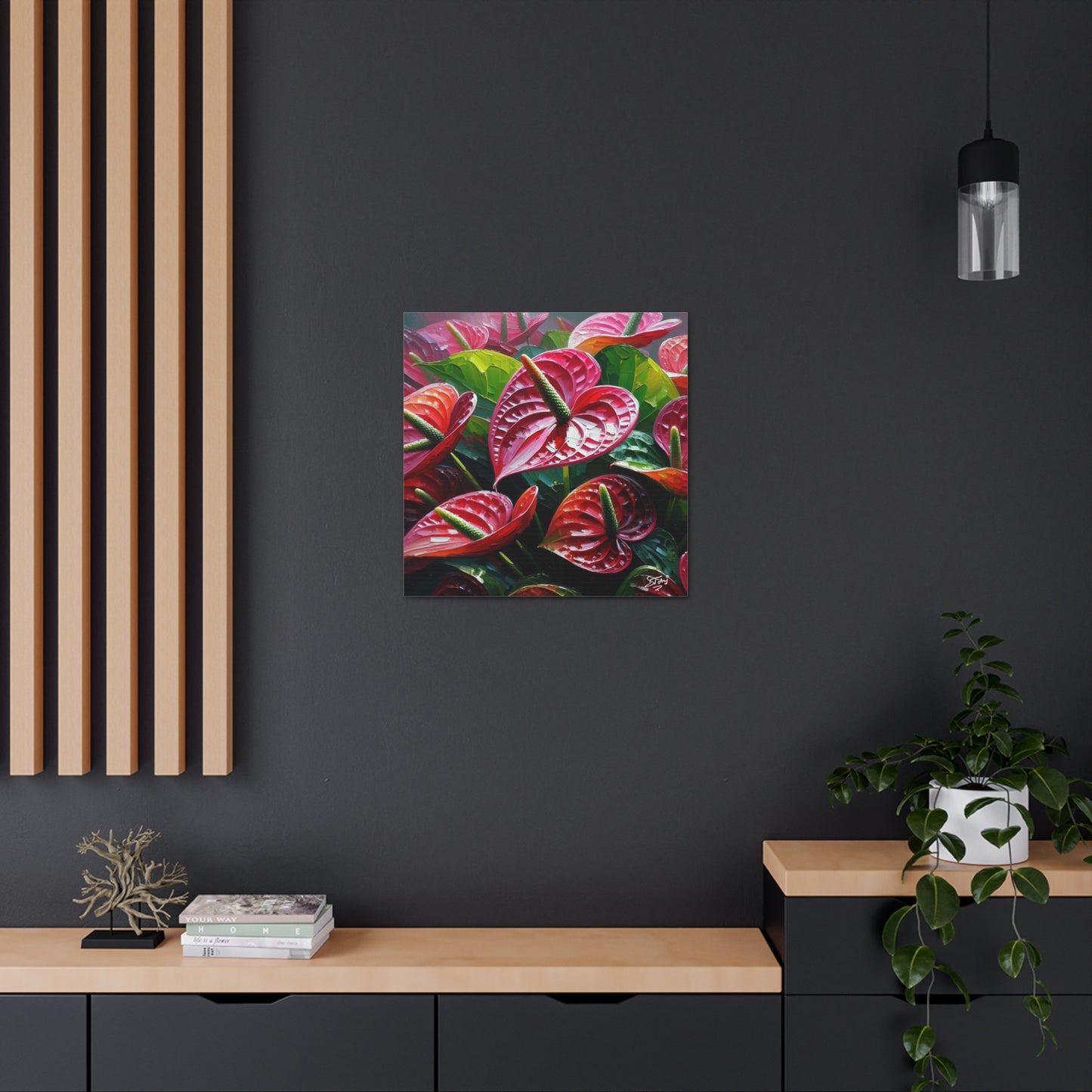 Print #3 of Anthurium flowers with a vibrant, oil-painted finish, Canvas Gallery Wraps