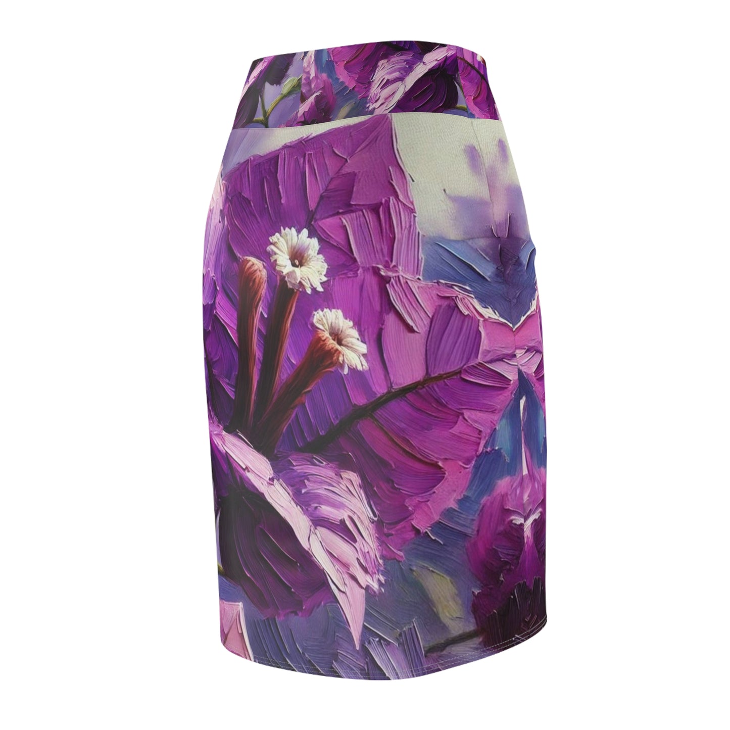 Women's Pencil Skirt (AOP) Purple Bougainvillea Print