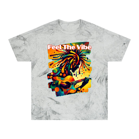 Unisex Color Blast T-Shirt "Feel The Vibe" One World, Self-Love, Anti-Racism, One Love, Unity, Inclusion, Diversity, Immigrant Outsiders, Cultural Identity, Black Excellence Empowerment Inspiration, FashionWithPurpose, ConsciousClothing, Caribbean Culture