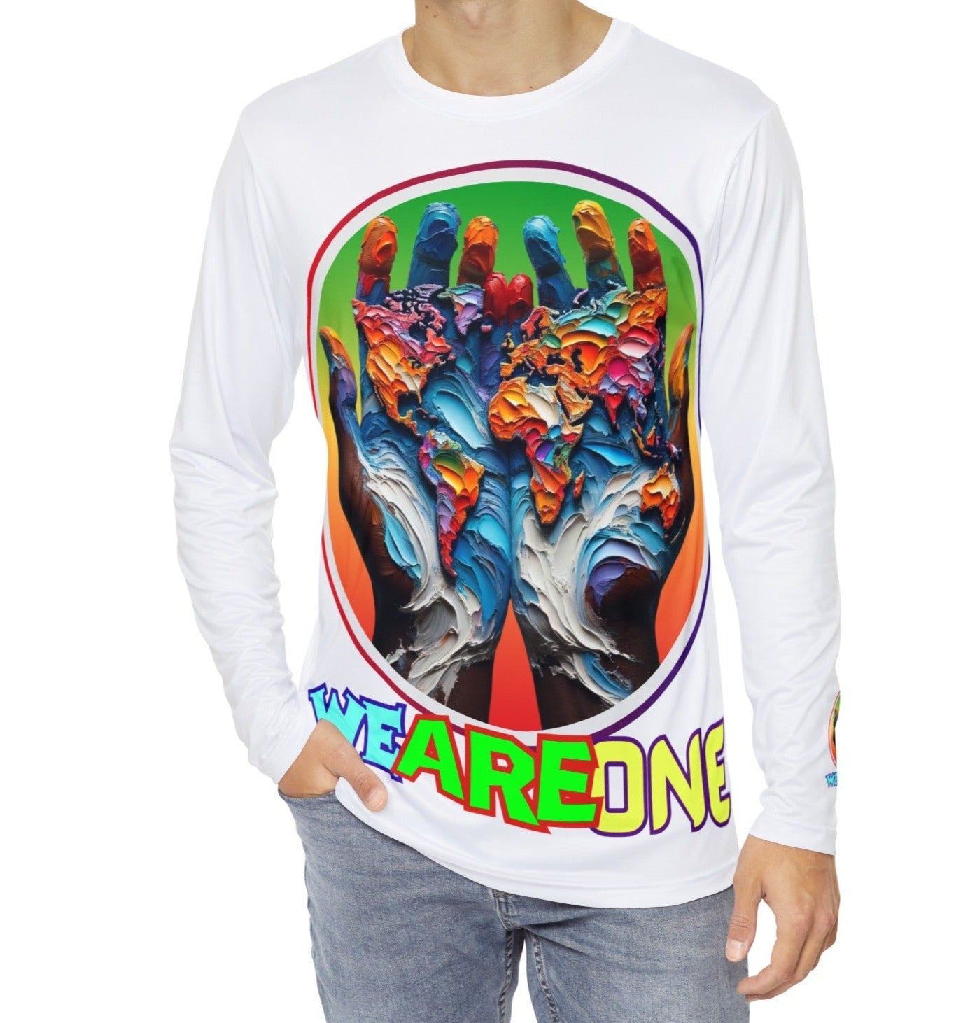 Men's Brushed Polyester Long Sleeve Shirt (AOP) "We Are One"