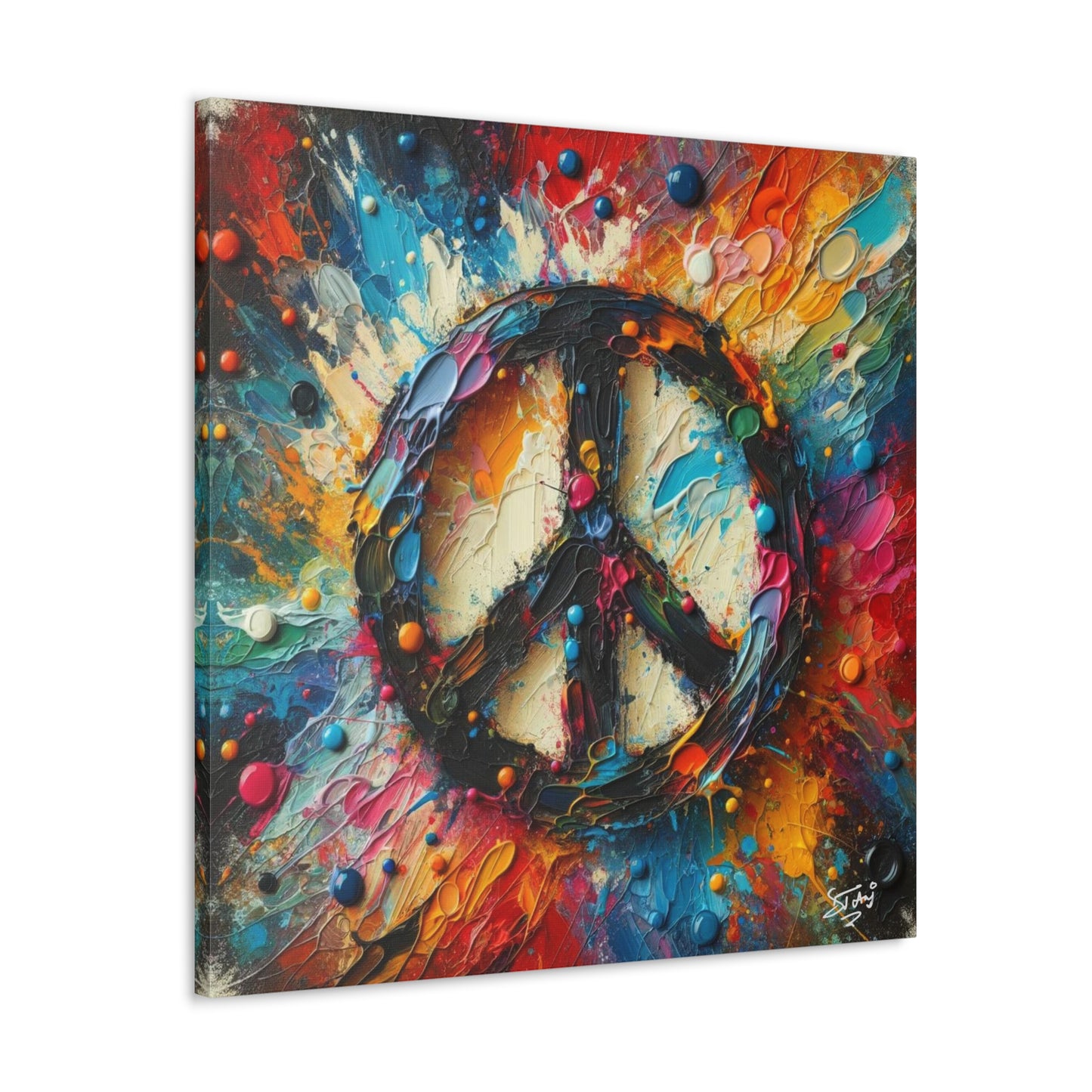 Art Print, "Peace" Oil Finish, Abstract, One Love, West Indian Ethnicity, Cultural, Heritage, Semi-Abstract, Canvas Gallery Wrap