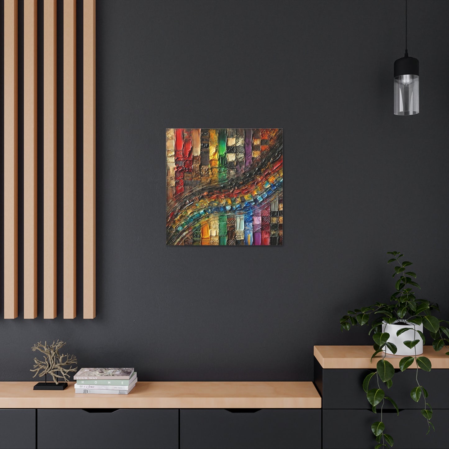 Art Print, African Print, Black Power, Abstract Oil Finish, Unity, One Love, Canvas Gallery Wrap