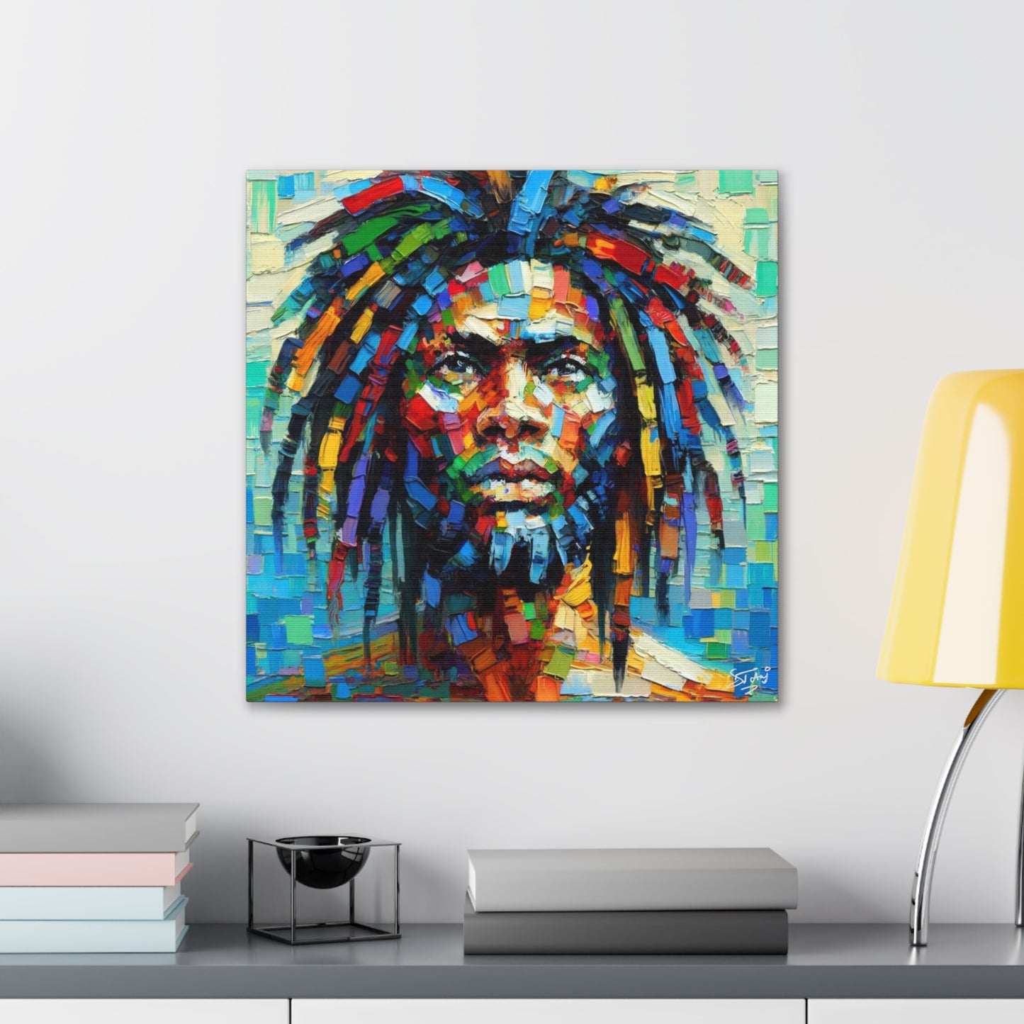 Art Print, "African Man" Oil Finish, West Indian Ethnicity, Cultural, Heritage, Abstract, Canvas Gallery Wrap