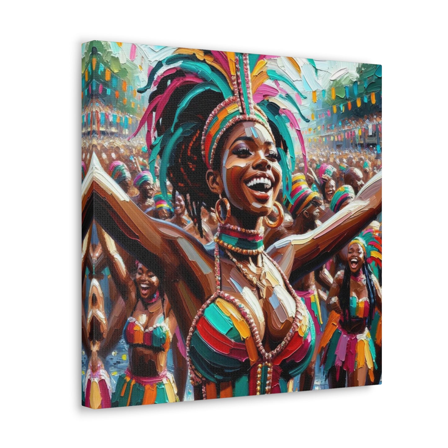 Art Print#2 of Trini Masquerader, Carnival, Oil Finish, West Indian Ethnicity, Cultural, Heritage, Art, Black Woman, Canvas Gallery Wraps