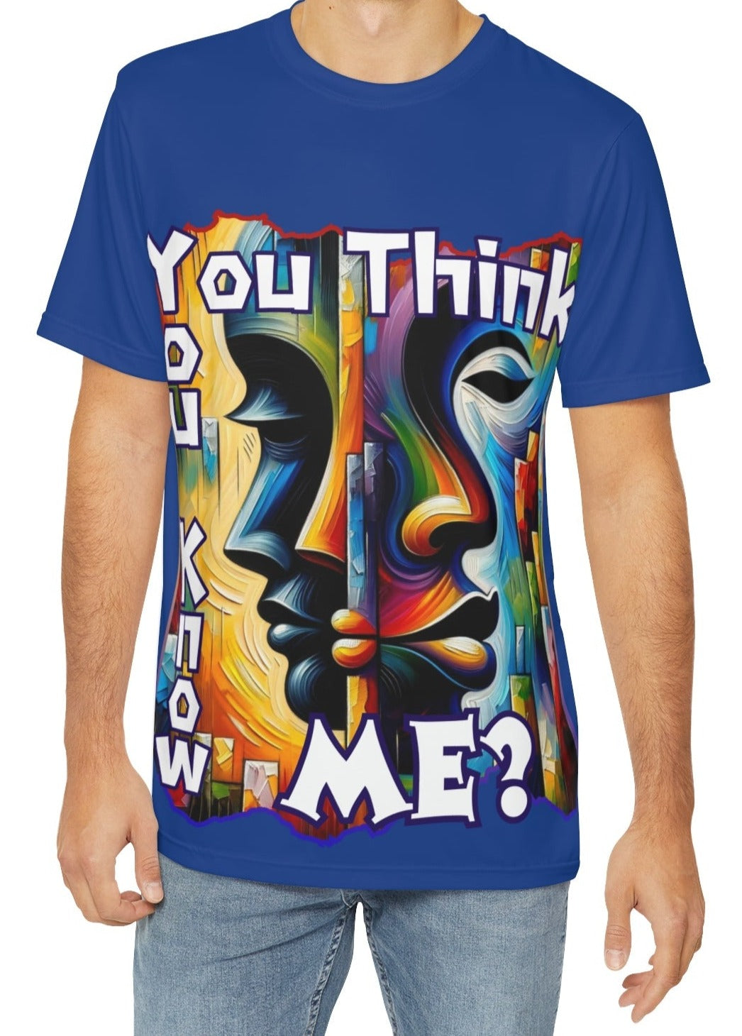 Men's Brushed Polyester Short Sleeve Tee (AOP), "You Think You Know Me?"