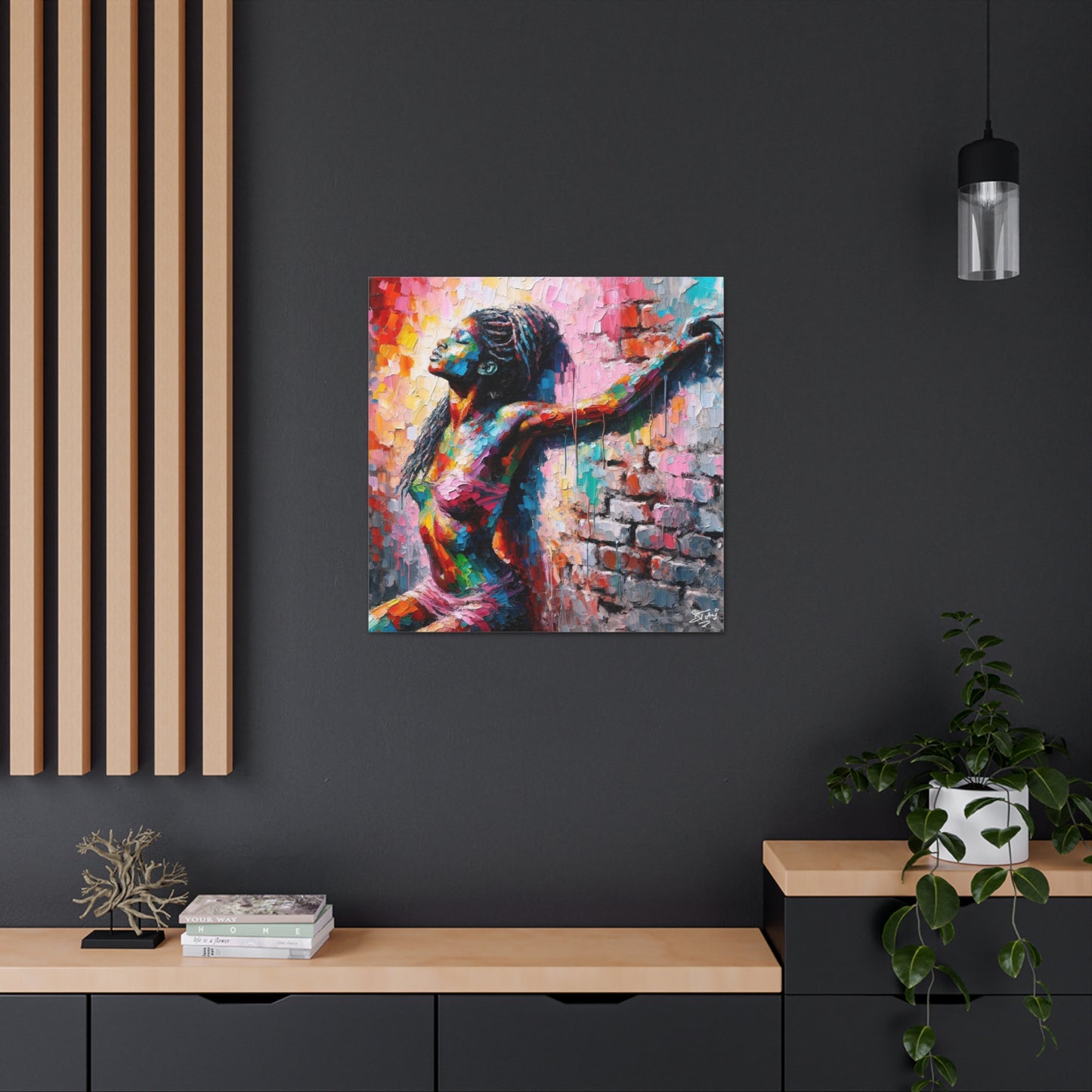 Art Print, Afro-Caribbean Woman "In Paint," Oil Finish, West Indian Ethnicity, Cultural, Heritage, Semi-Abstract, Canvas Gallery Wrap