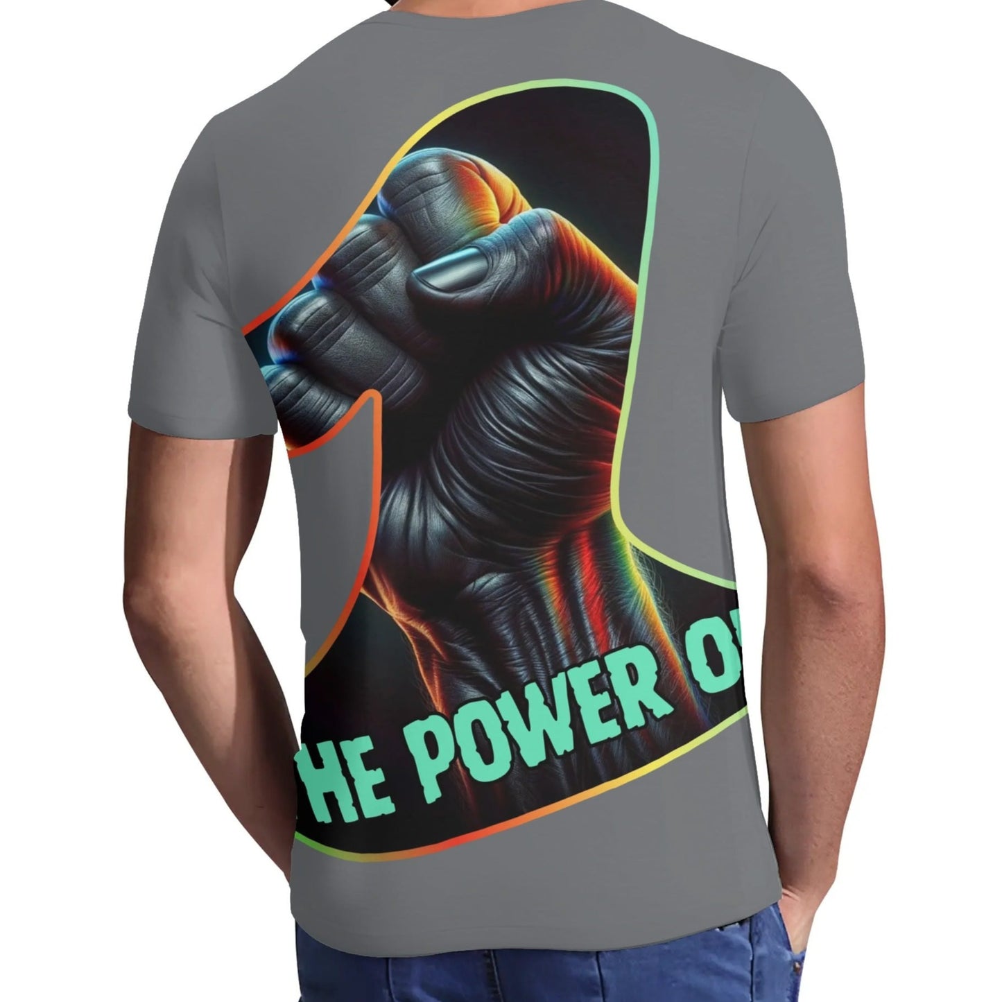 Mens Short Sleeve Soft Feel V-Neck T-Shirt "The Power of One"