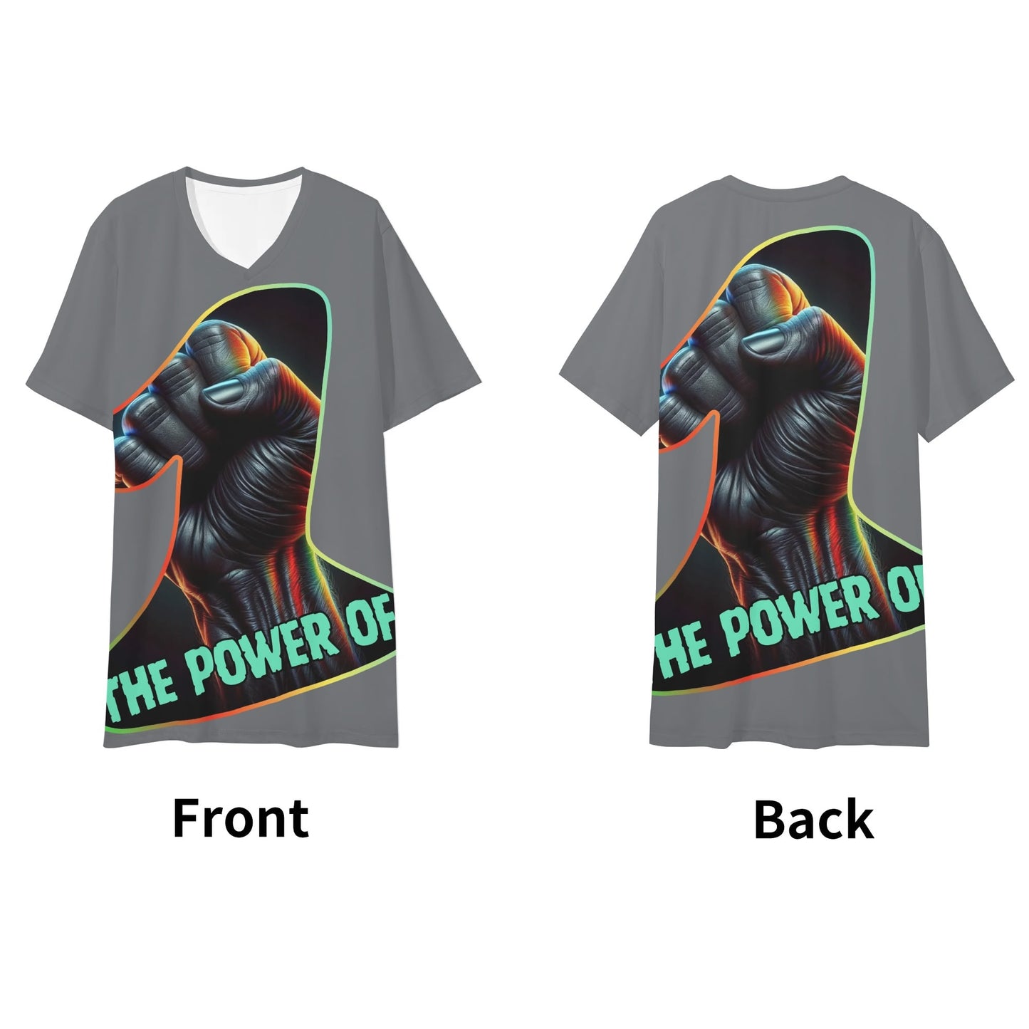 Mens Short Sleeve Soft Feel V-Neck T-Shirt "The Power of One"