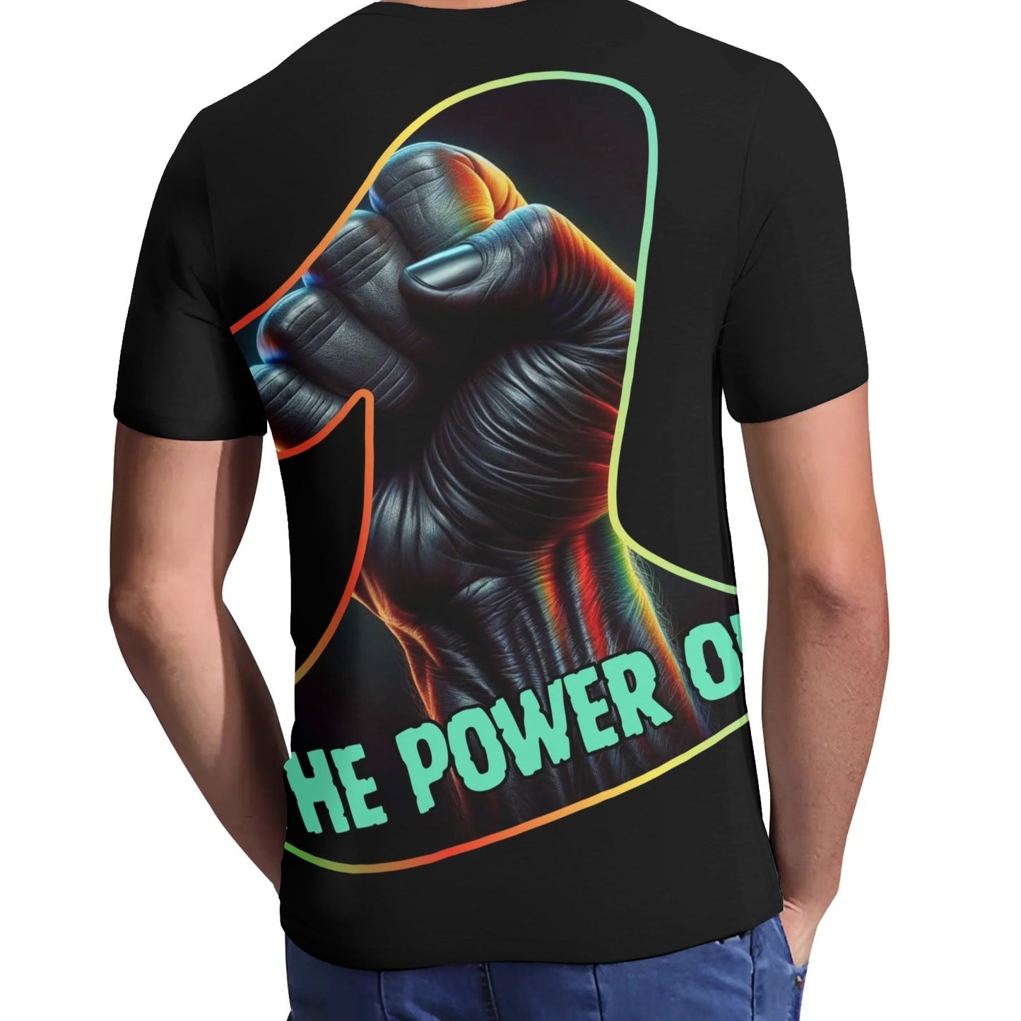 Mens Short Sleeve Soft Feel V-Neck T-Shirt "The Power of One"