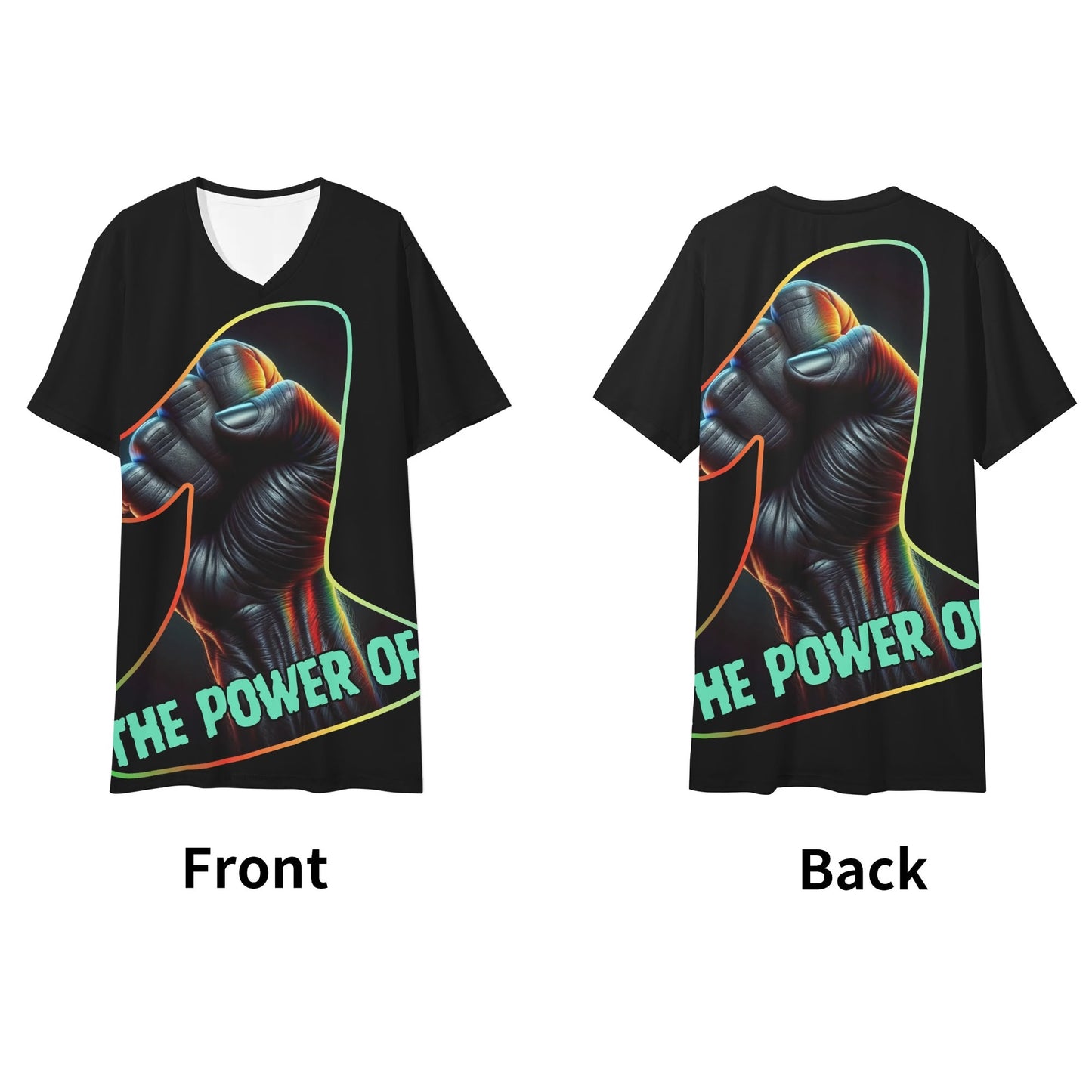 Mens Short Sleeve Soft Feel V-Neck T-Shirt "The Power of One"