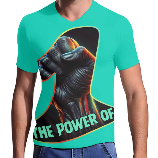 Mens Short Sleeve Soft Feel V-Neck T-Shirt "The Power of One"