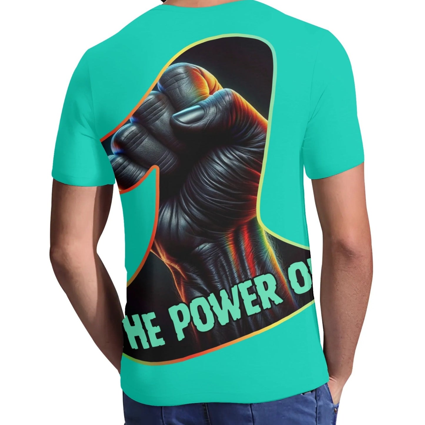 Mens Short Sleeve Soft Feel V-Neck T-Shirt "The Power of One"