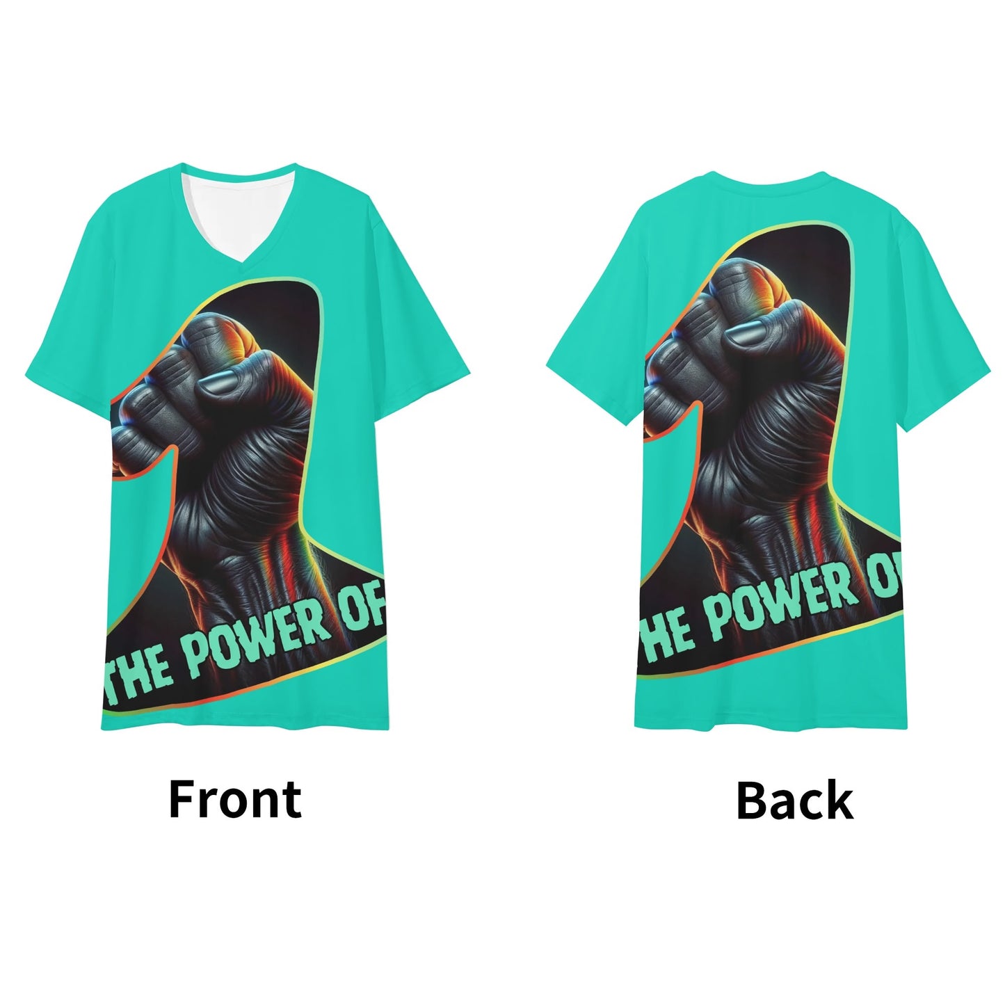 Mens Short Sleeve Soft Feel V-Neck T-Shirt "The Power of One"