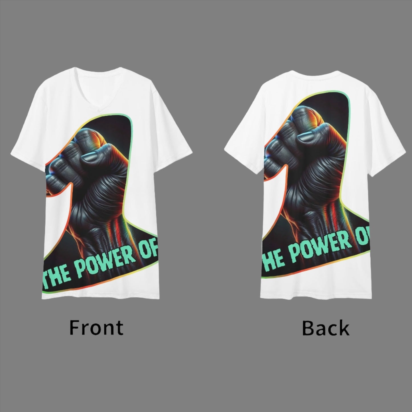 Mens Short Sleeve Soft Feel V-Neck T-Shirt "The Power of One"