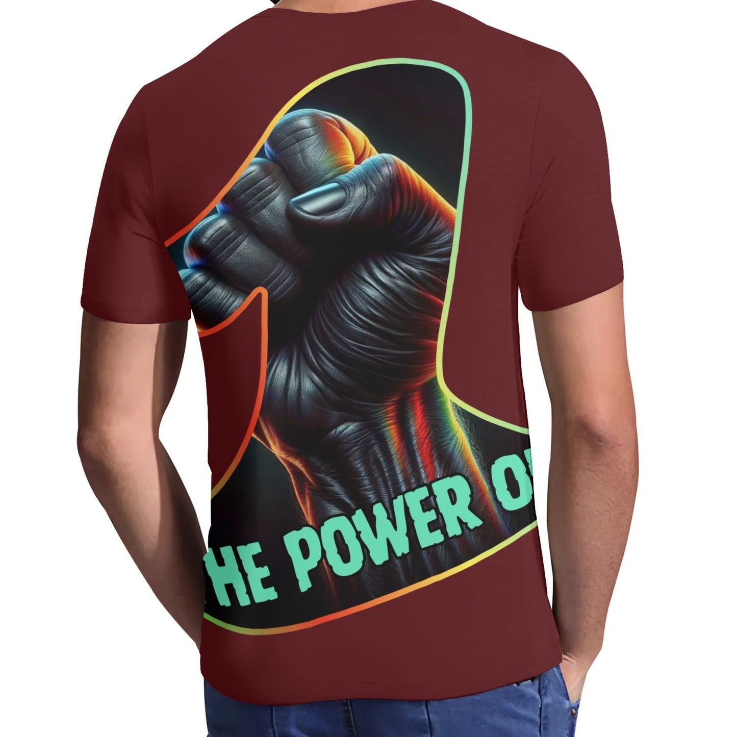 Mens Short Sleeve Soft Feel V-Neck T-Shirt "The Power of One"