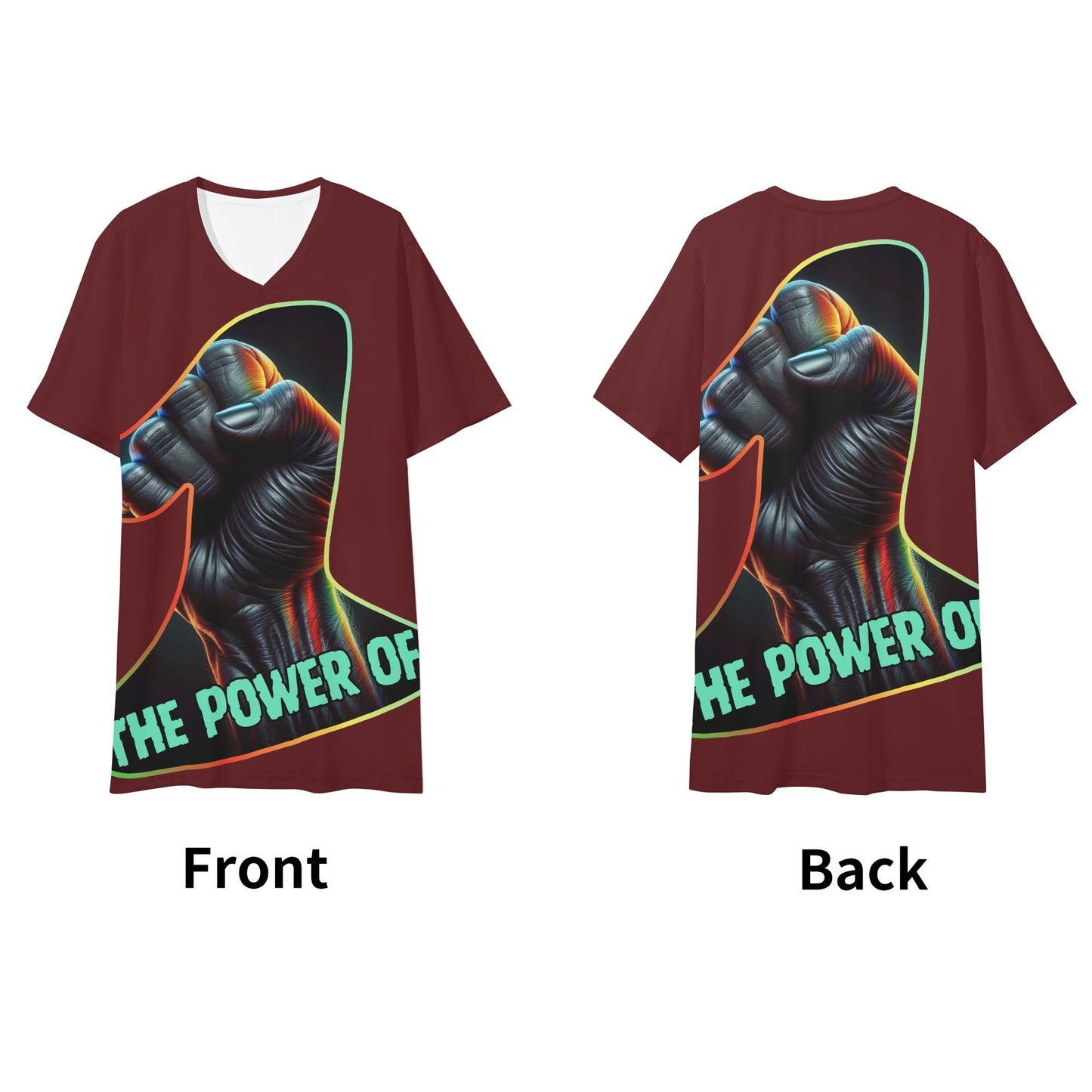 Mens Short Sleeve Soft Feel V-Neck T-Shirt "The Power of One"