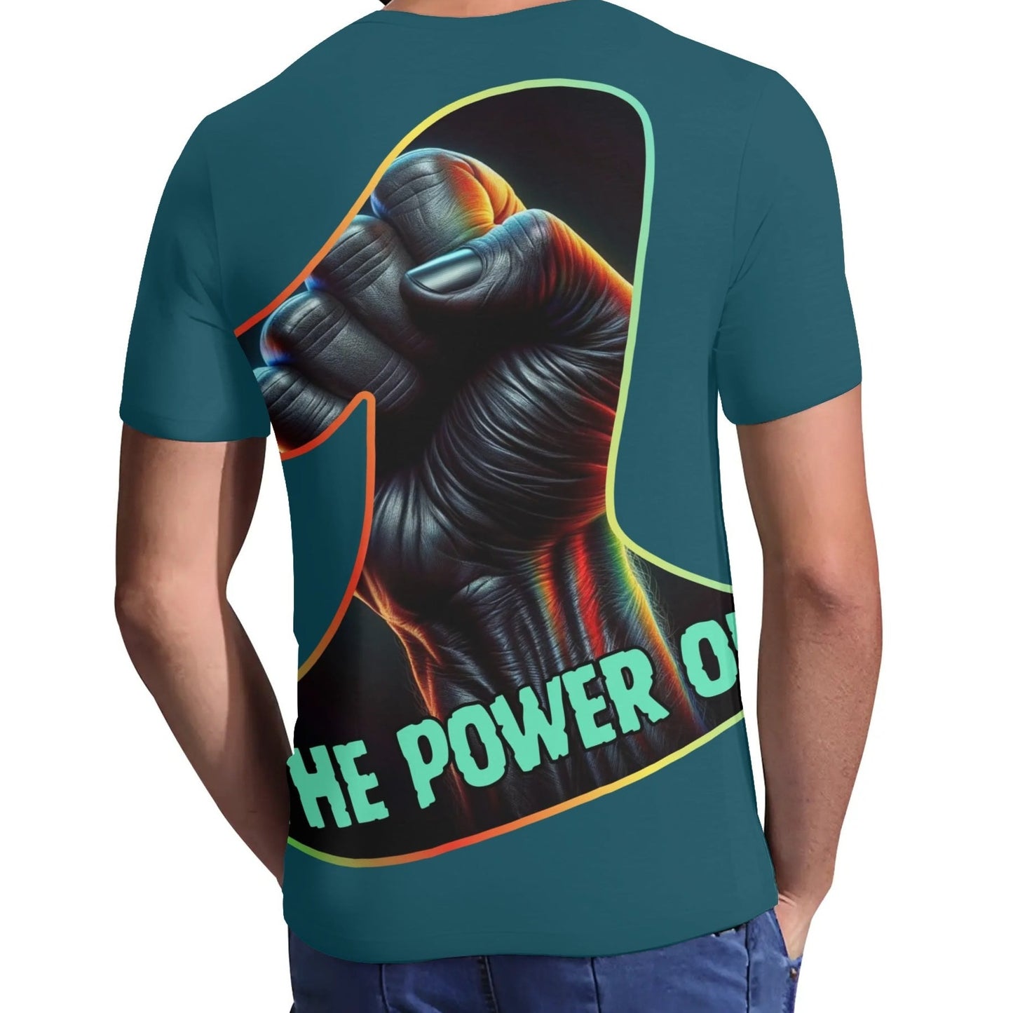 Mens Short Sleeve Soft Feel V-Neck T-Shirt "The Power of One"