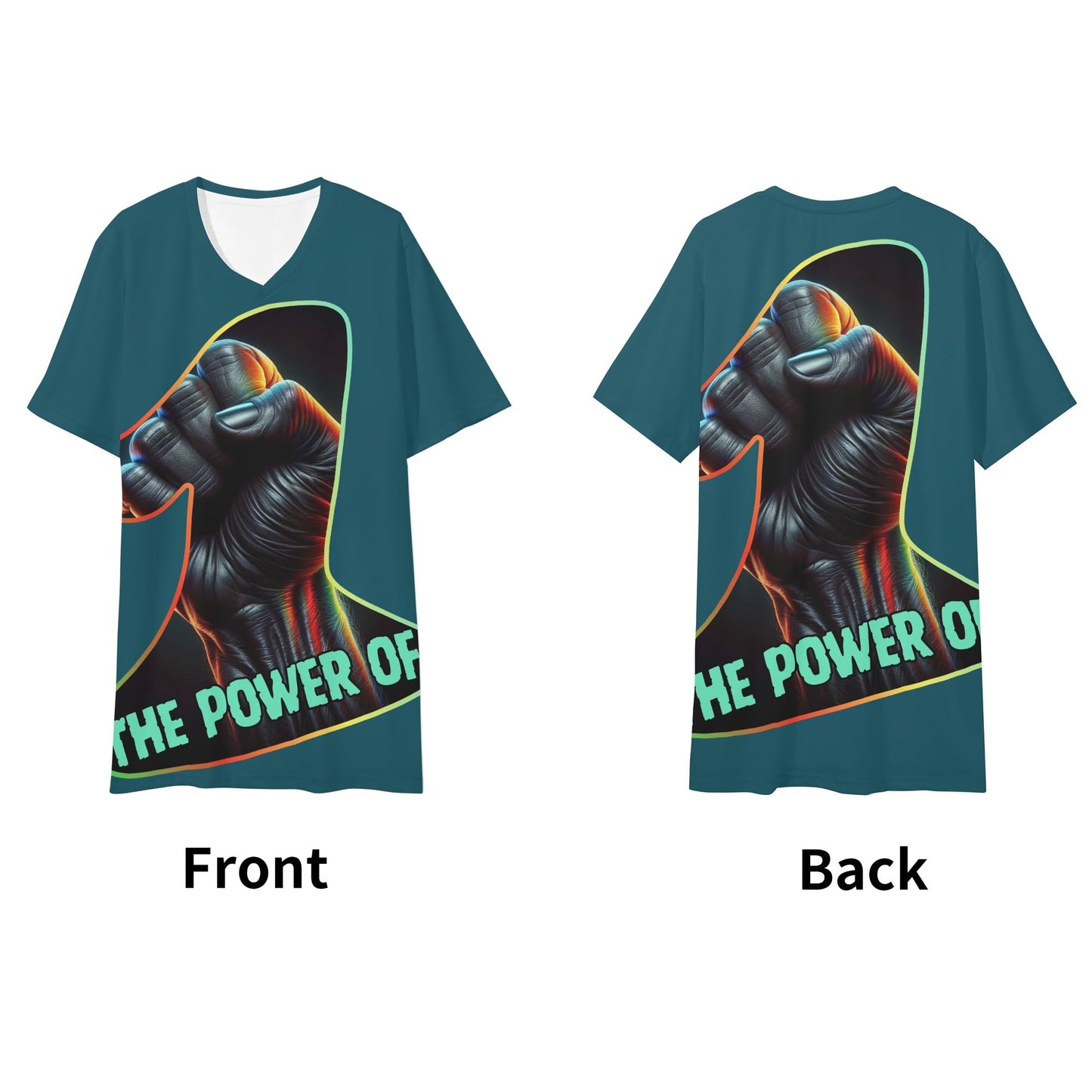 Mens Short Sleeve Soft Feel V-Neck T-Shirt "The Power of One"