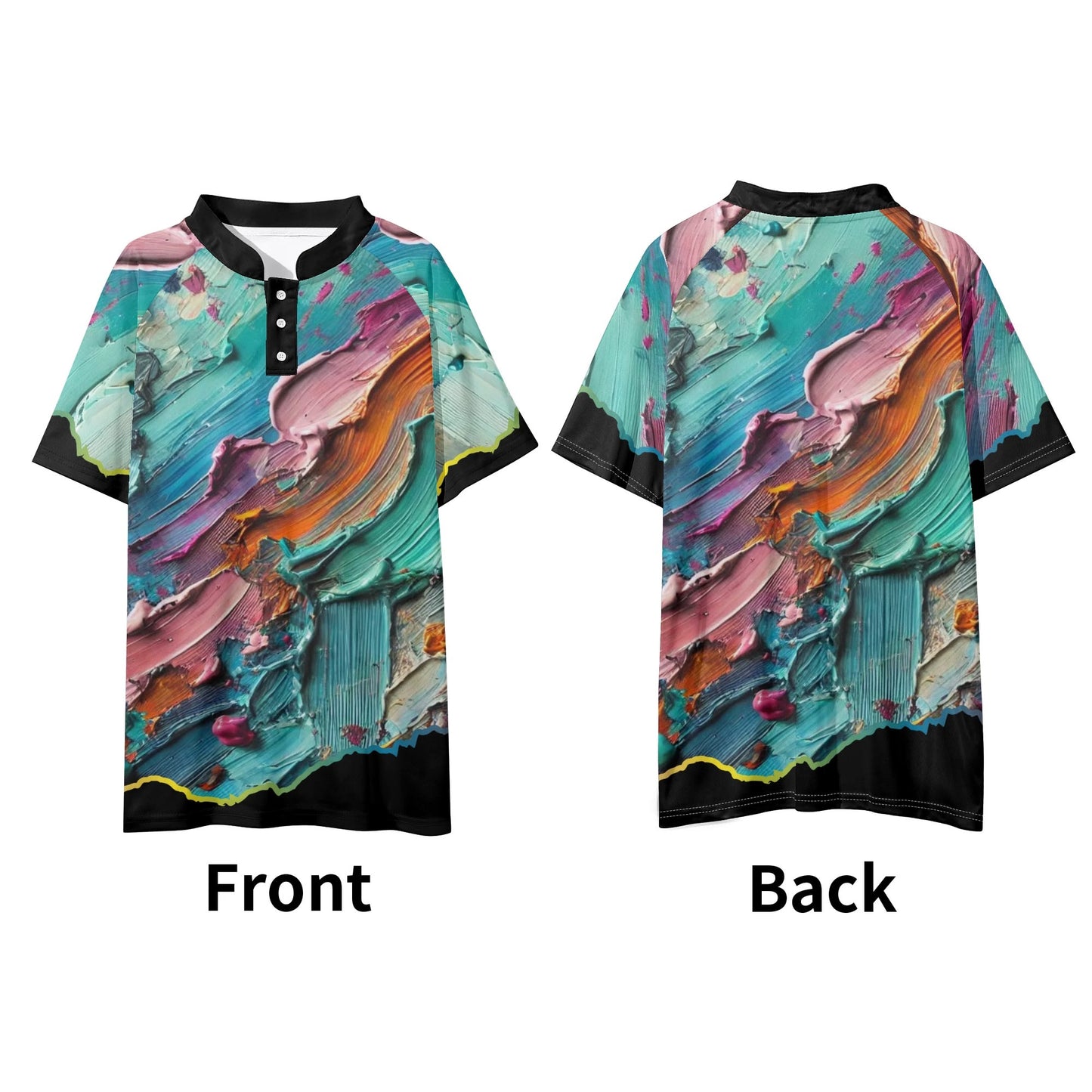 Men's Stand Collar Polo Shirt, "Afrocentric/Abstract All Over Prints"