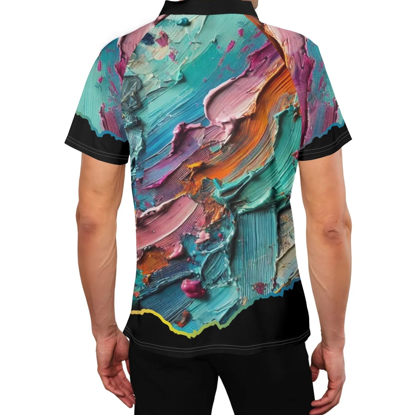 Men's Stand Collar Polo Shirt, "Afrocentric/Abstract All Over Prints"