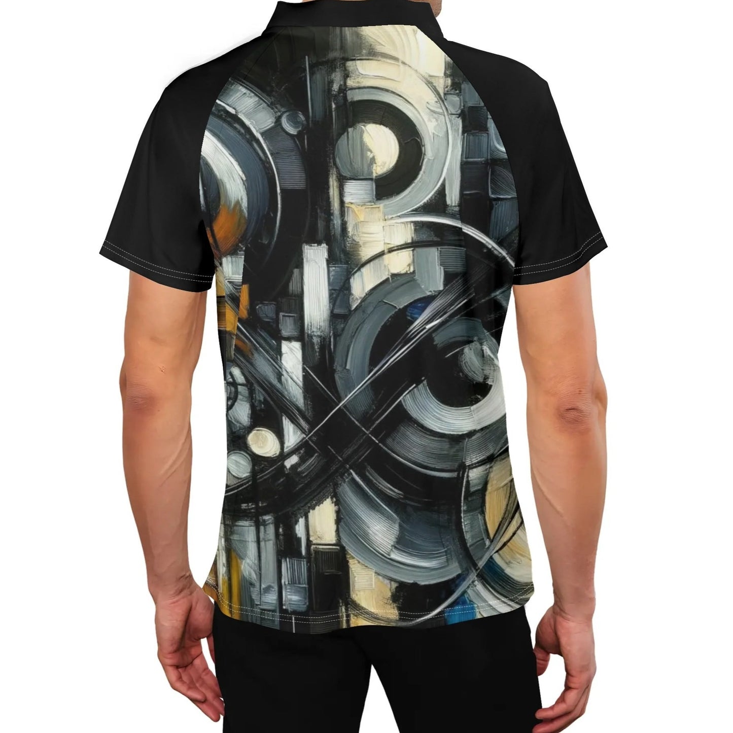 Men's Stand Collar Polo Shirt, "Afrocentric/Abstract All Over Prints"