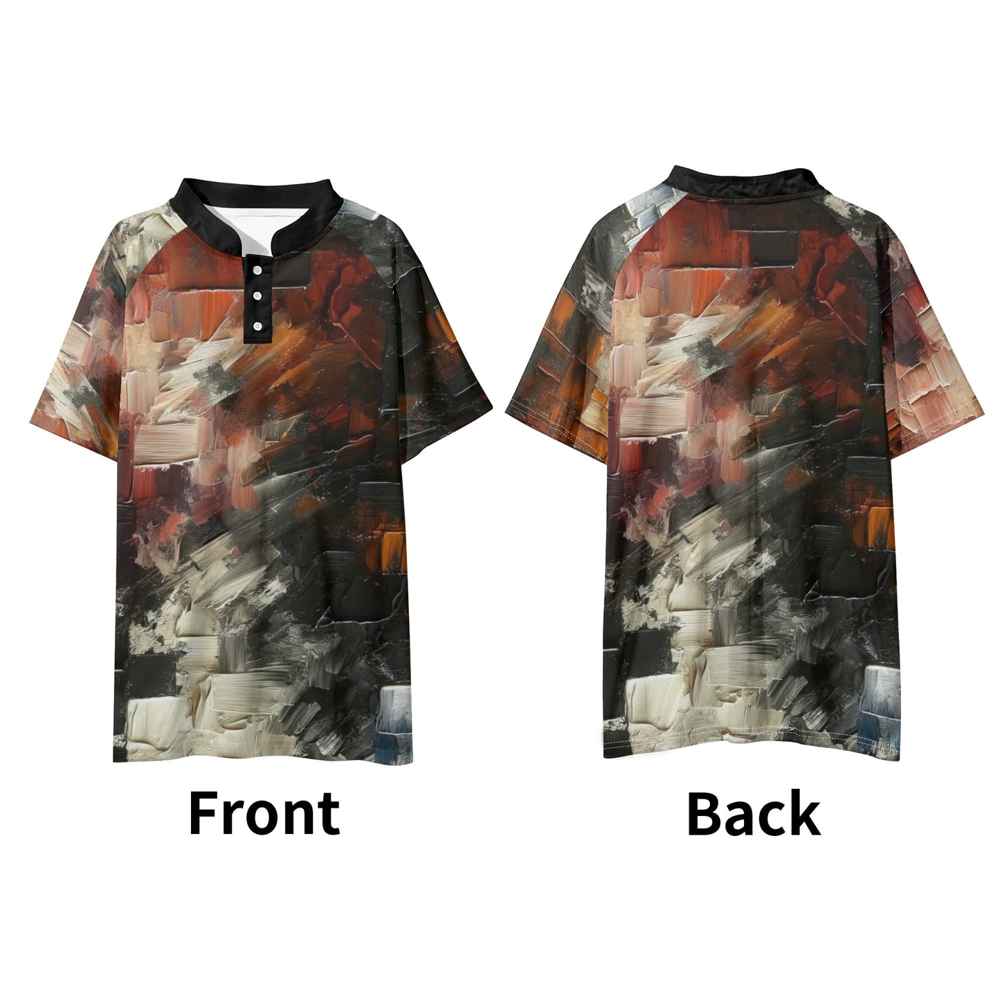 Men's Stand Collar Polo Shirt, "Afrocentric/Abstract All Over Prints"