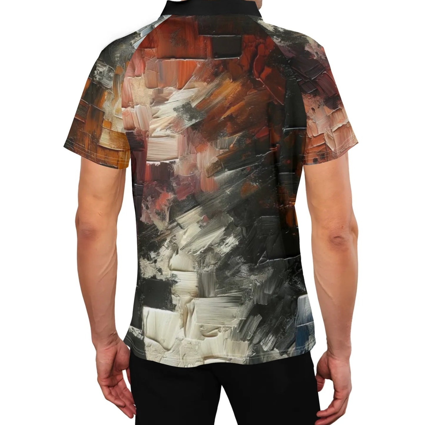 Men's Stand Collar Polo Shirt, "Afrocentric/Abstract All Over Prints"