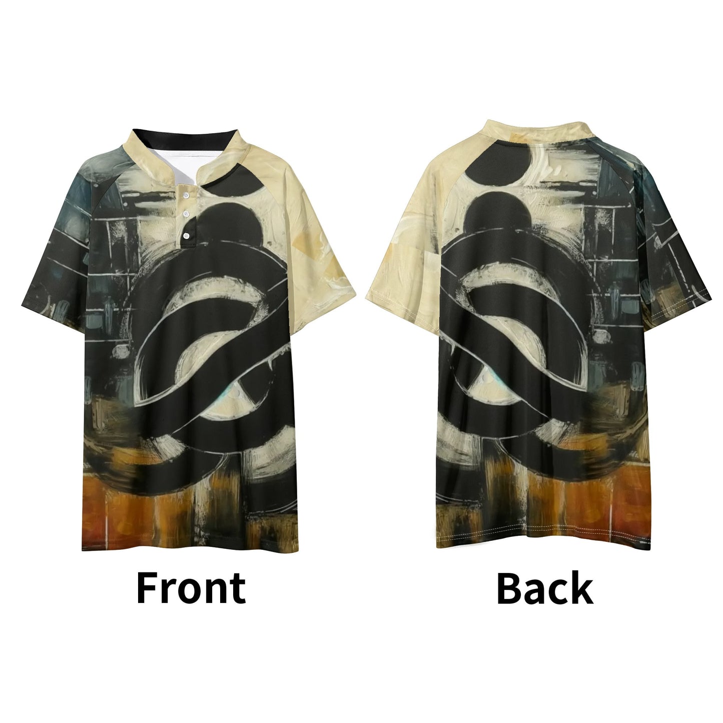 Men's Stand Collar Polo Shirt, "Afrocentric/Abstract All Over Prints"