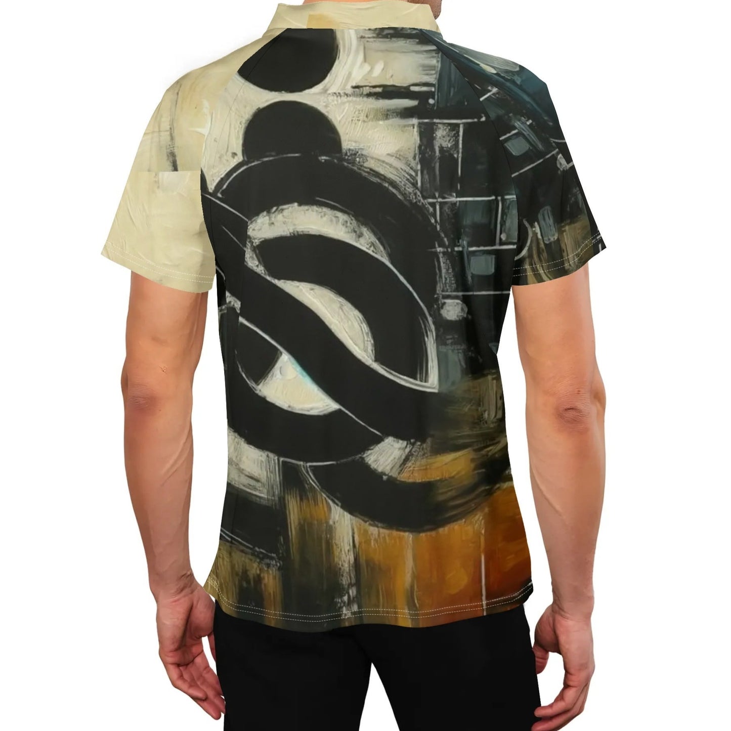 Men's Stand Collar Polo Shirt, "Afrocentric/Abstract All Over Prints"