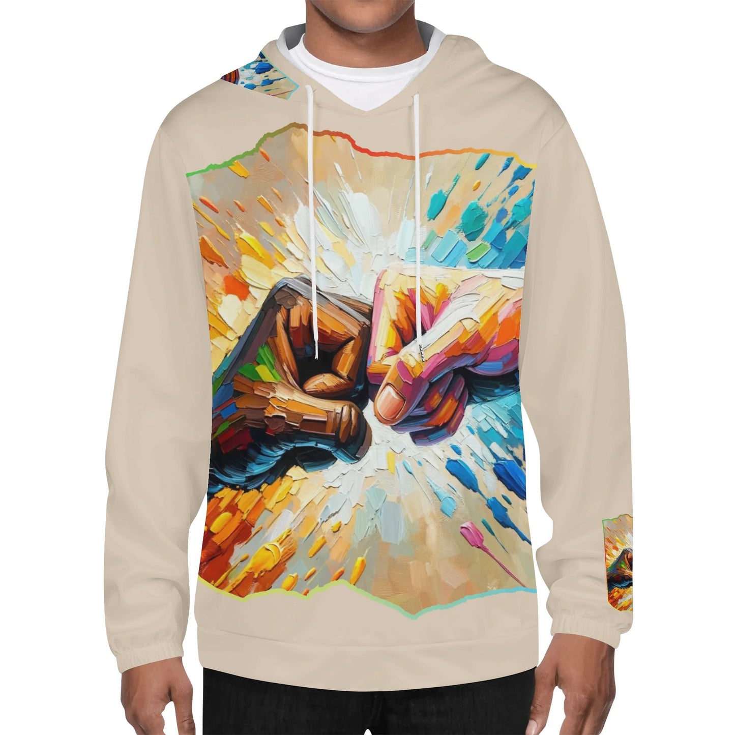 Mens Lightweight All Over Print Hoodie "Fist Bump"