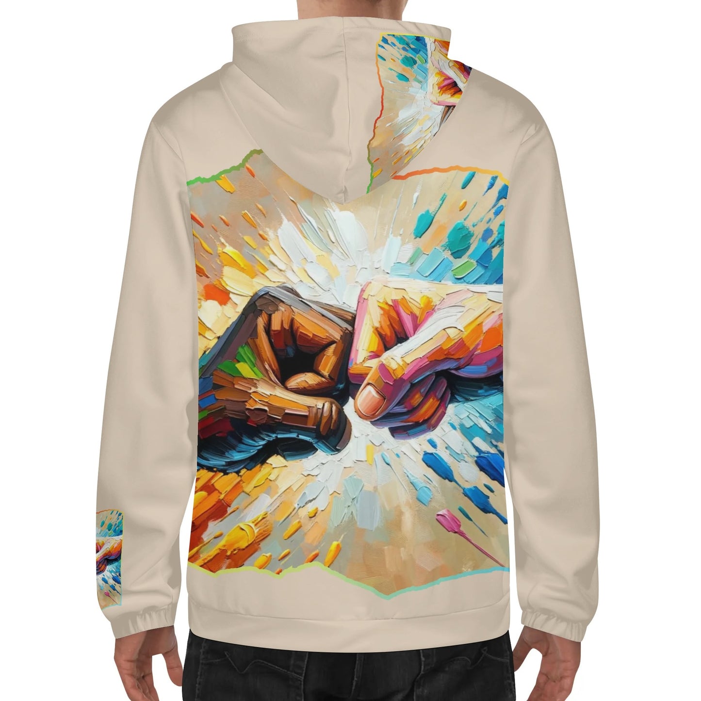 Mens Lightweight All Over Print Hoodie "Fist Bump"