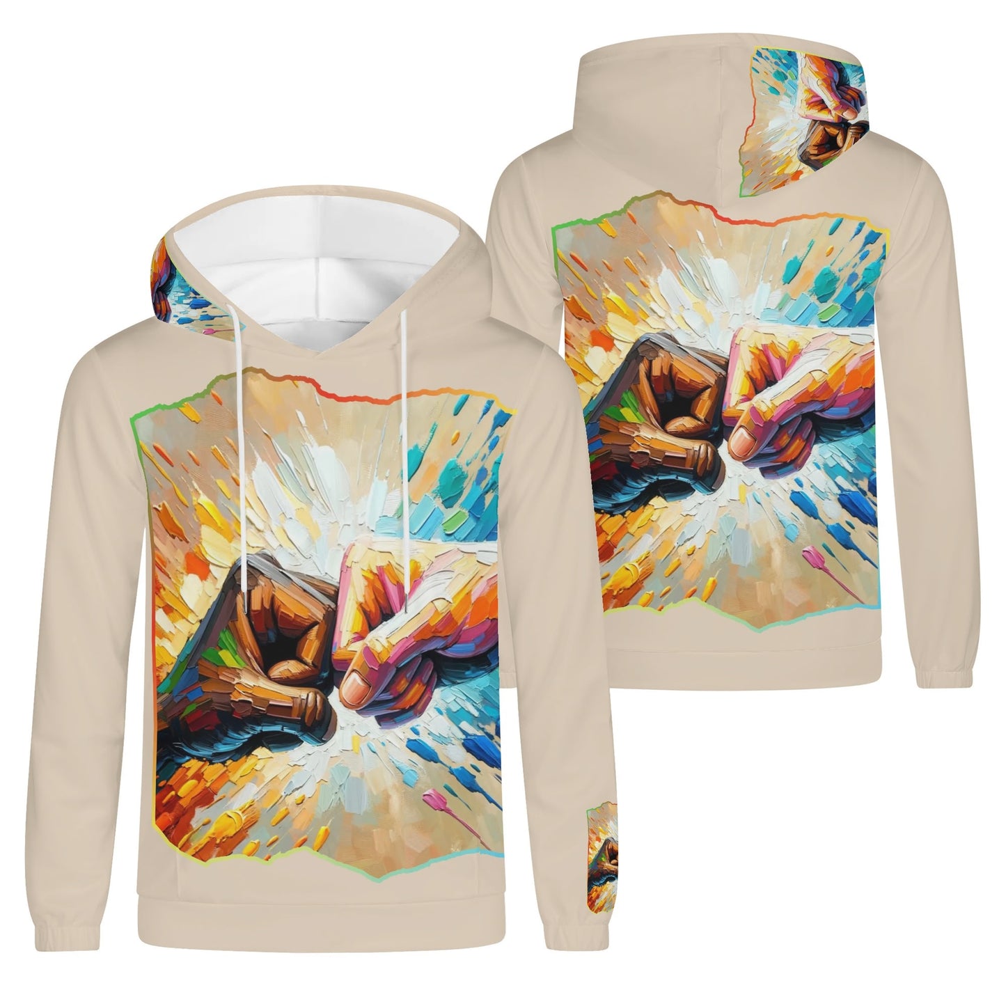 Mens Lightweight All Over Print Hoodie "Fist Bump"