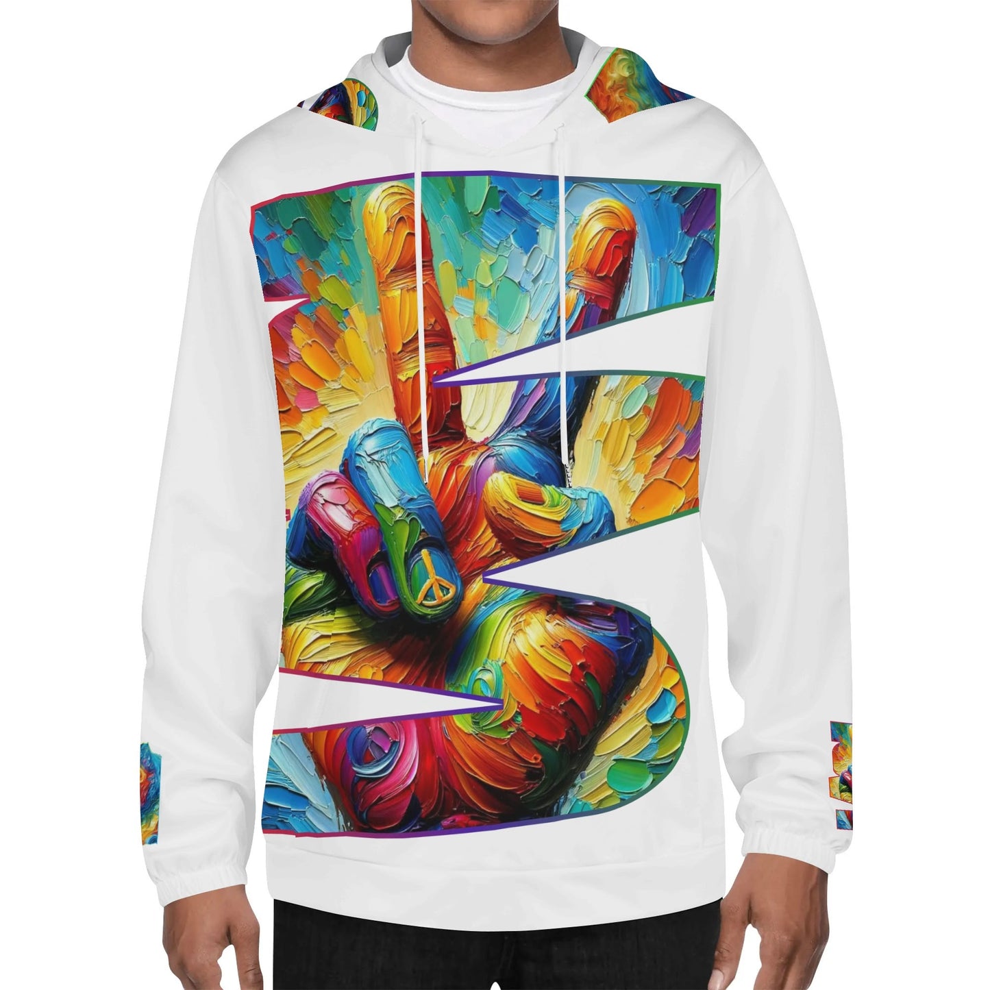 Mens Lightweight All Over Print Hoodie "PEACE"