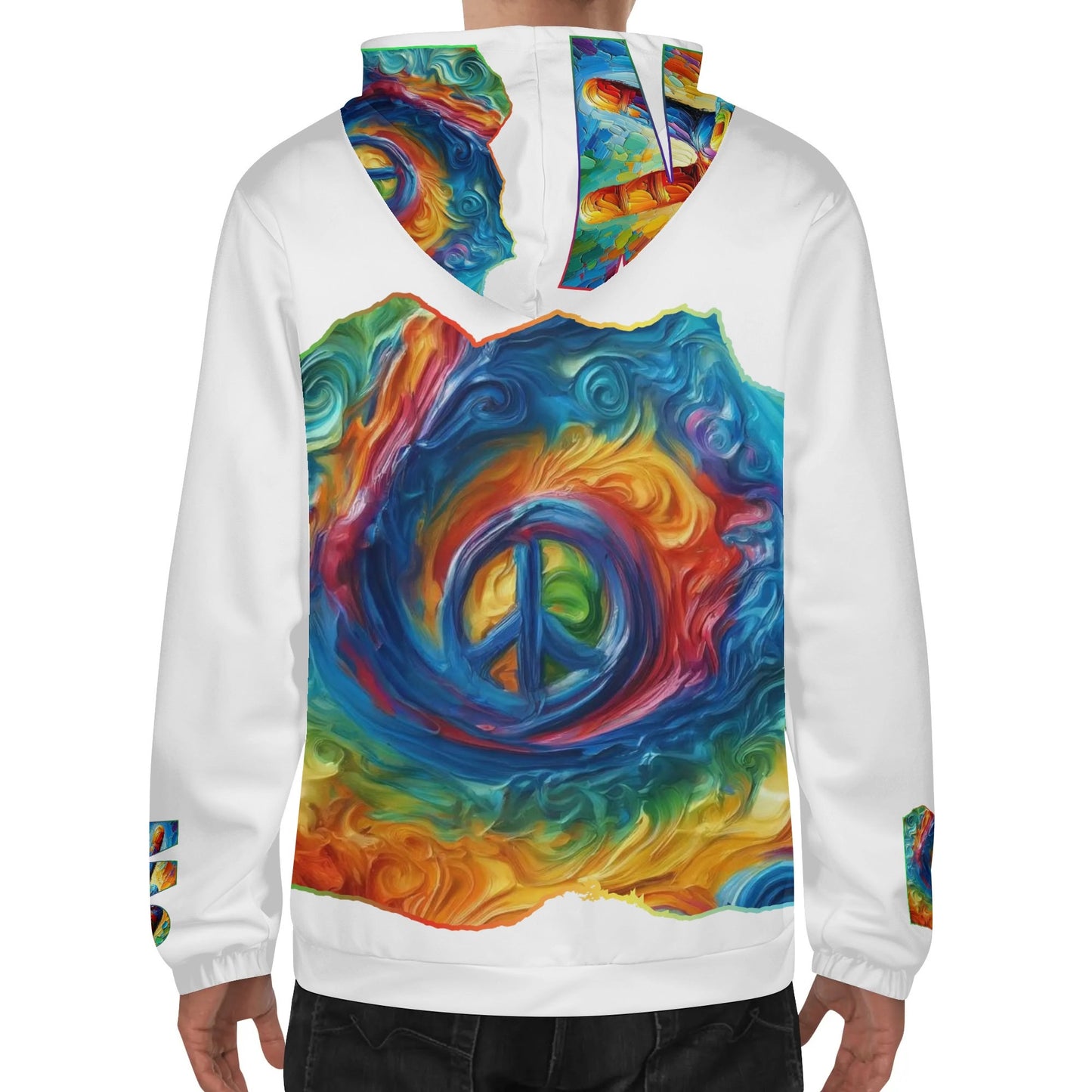 Mens Lightweight All Over Print Hoodie "PEACE"