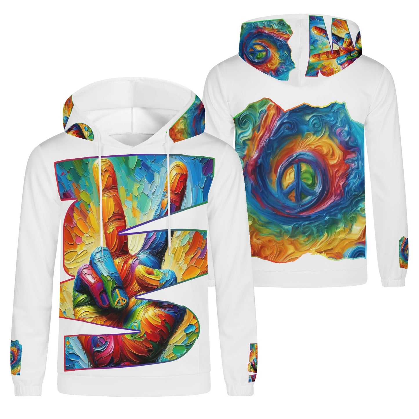 Mens Lightweight All Over Print Hoodie "PEACE"