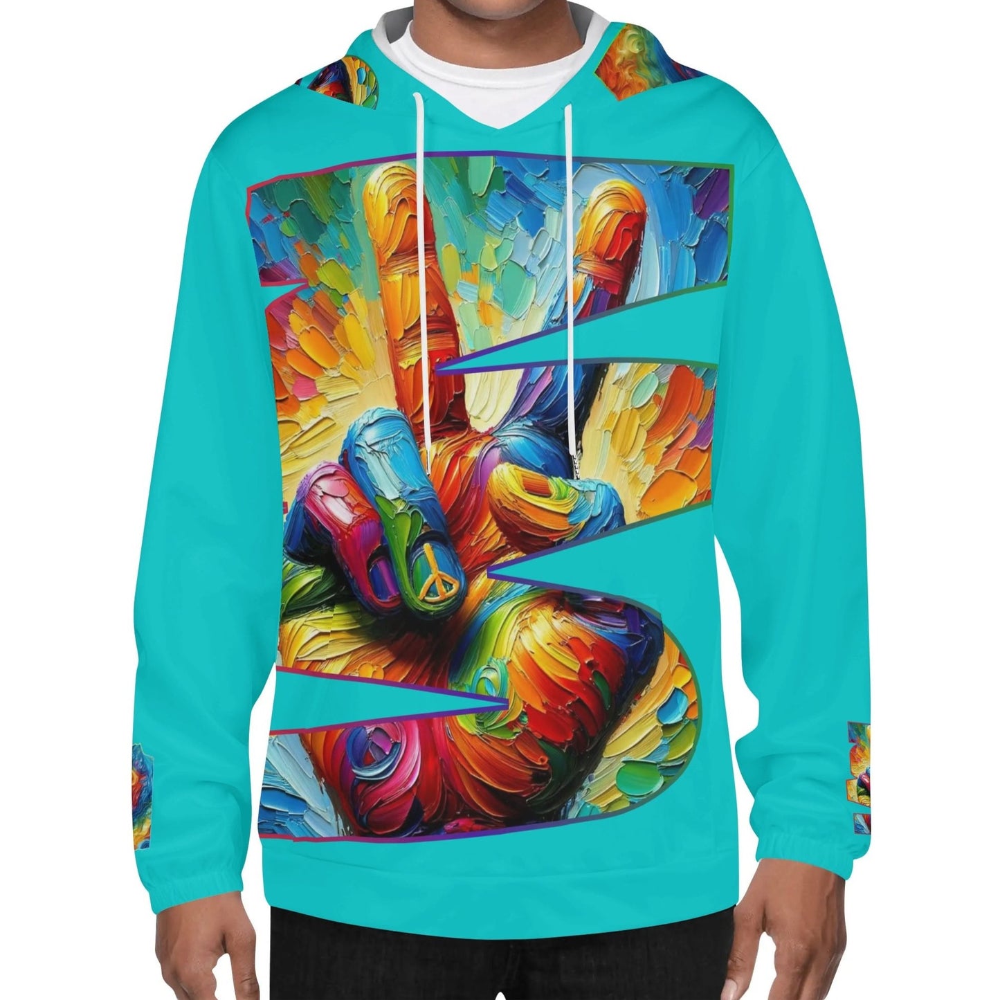 Mens Lightweight All Over Print Hoodie "PEACE"