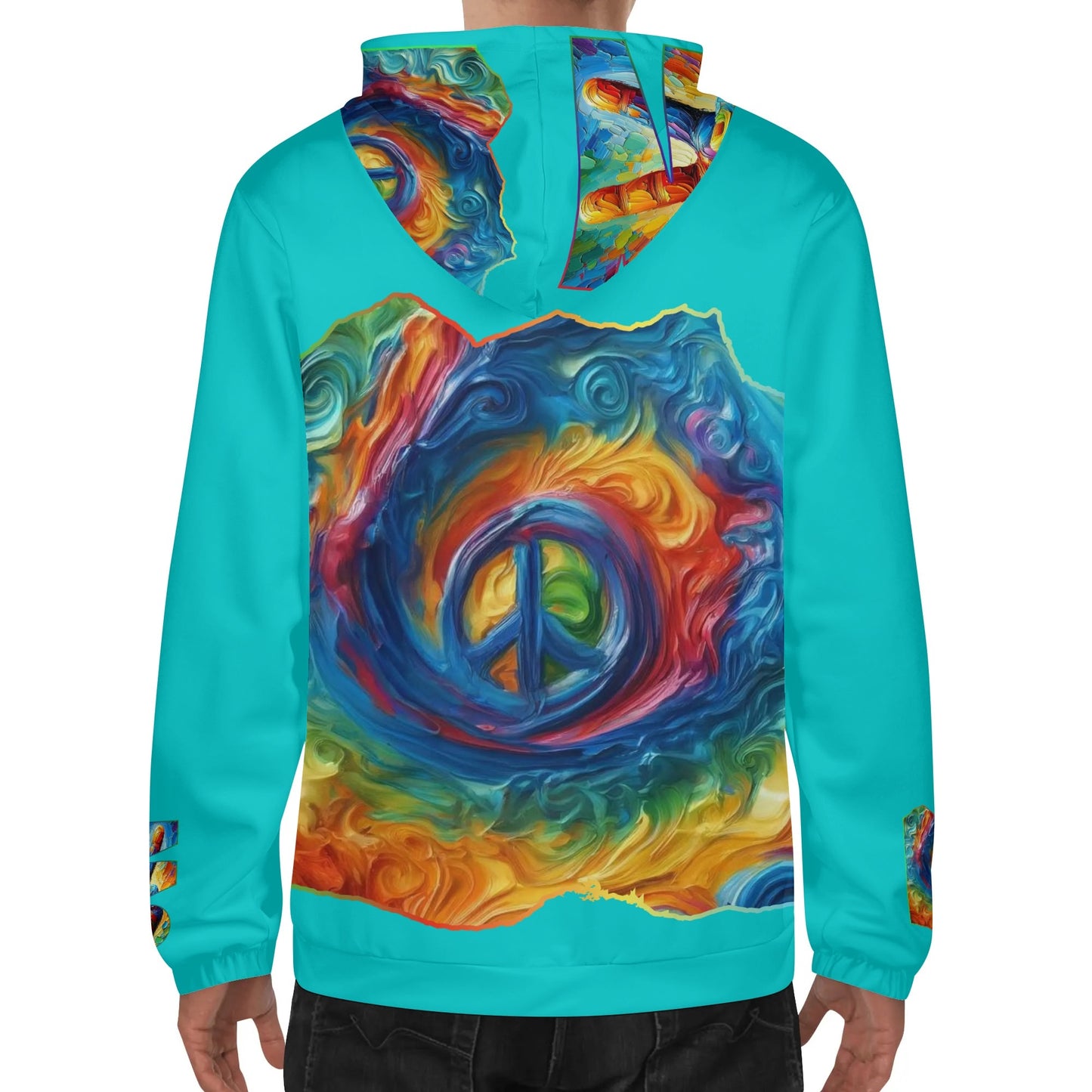 Mens Lightweight All Over Print Hoodie "PEACE"