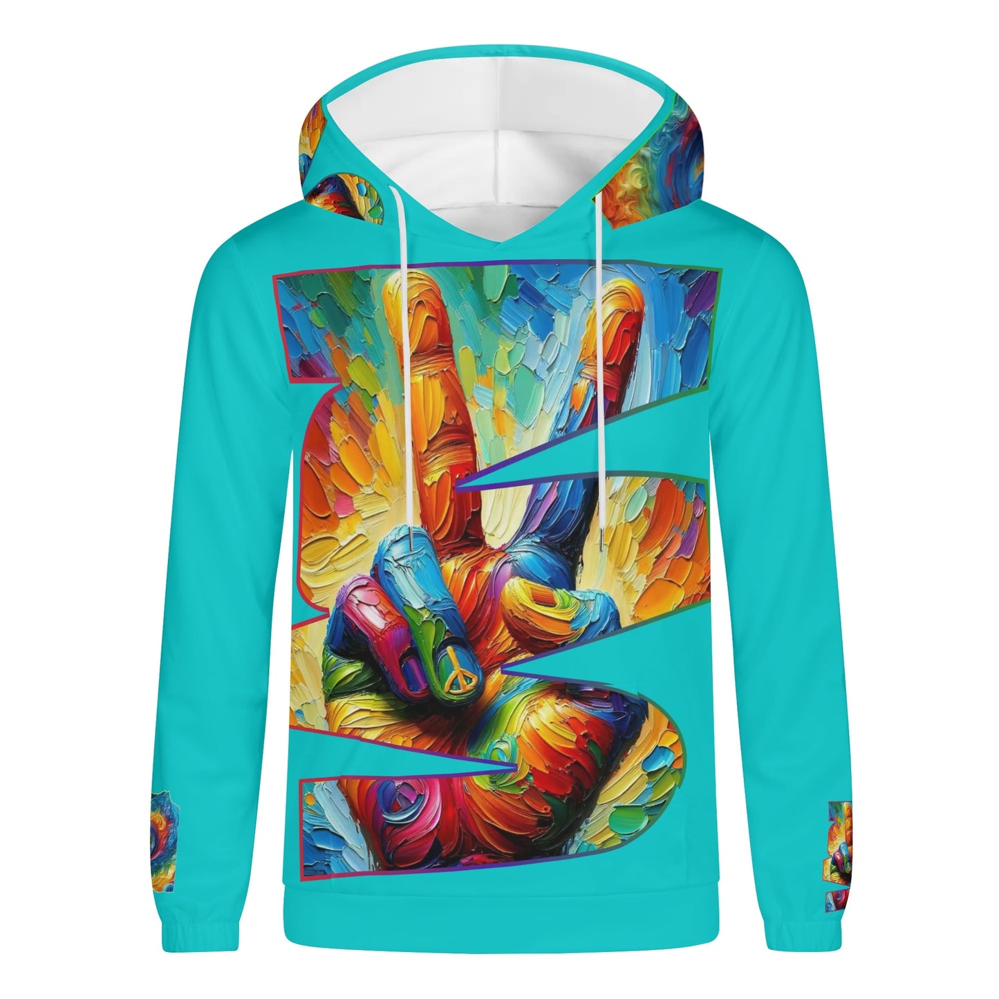 Mens Lightweight All Over Print Hoodie "PEACE"