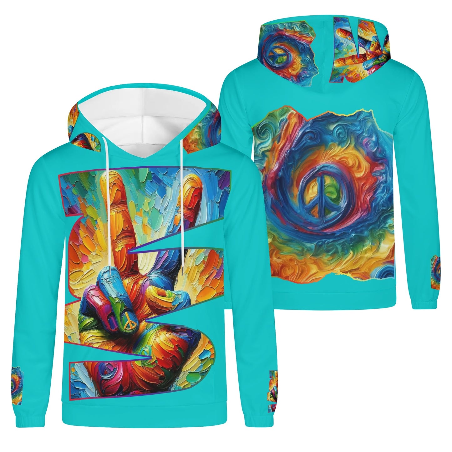 Mens Lightweight All Over Print Hoodie "PEACE"