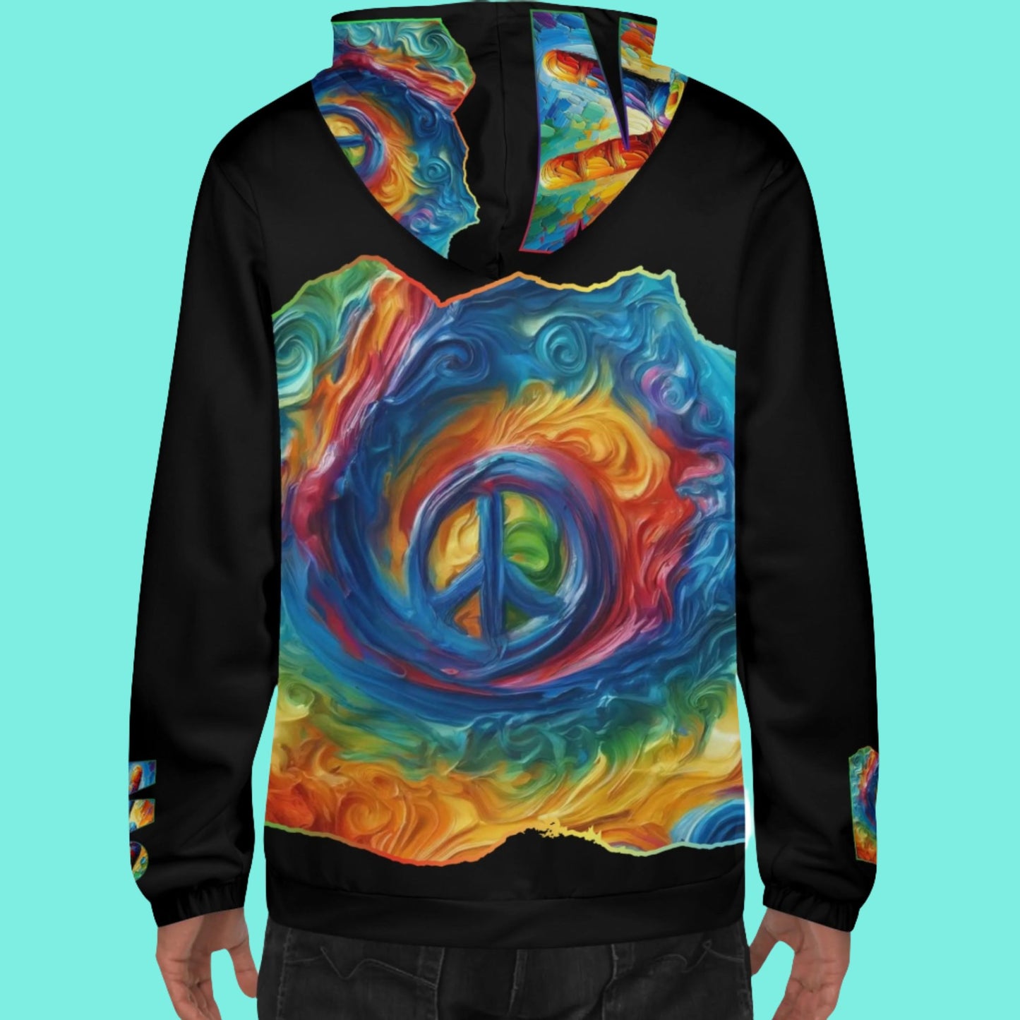 Mens Lightweight All Over Print Hoodie "PEACE"