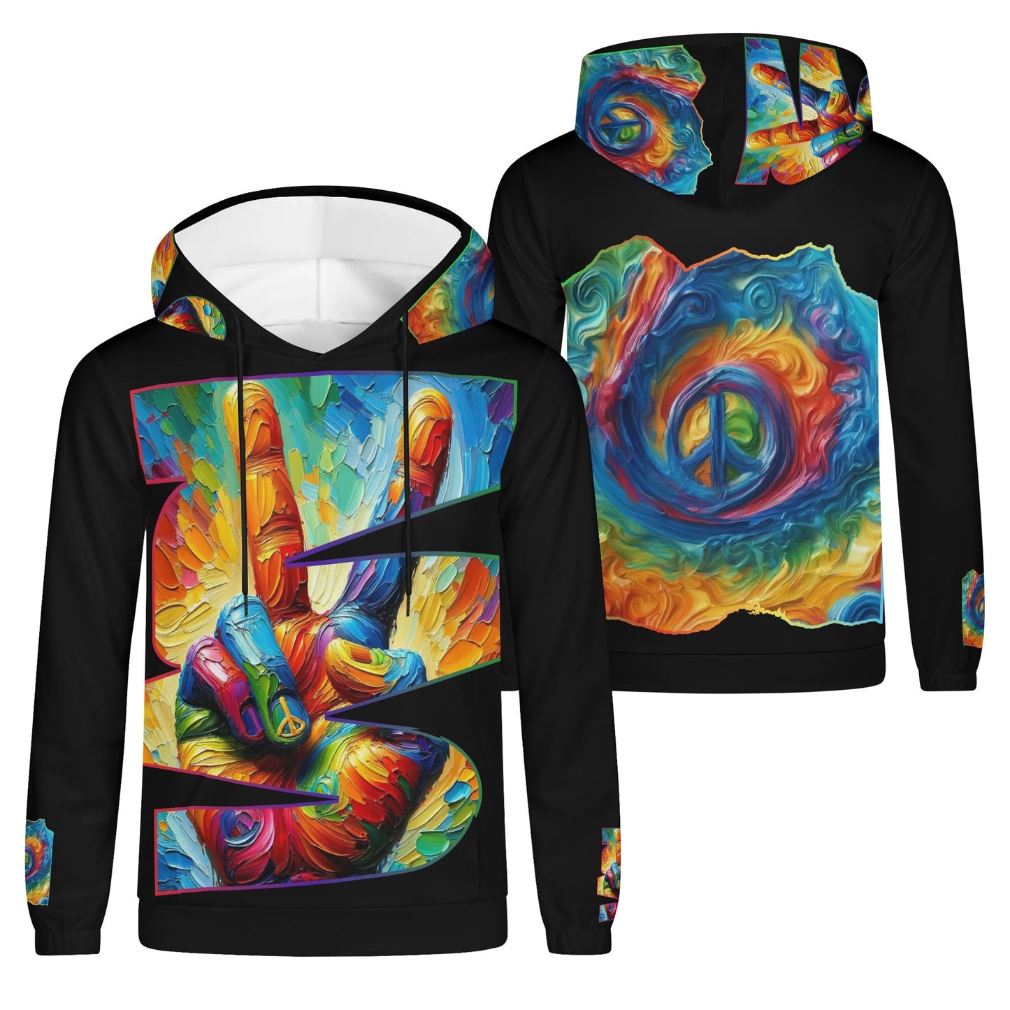 Mens Lightweight All Over Print Hoodie "PEACE"