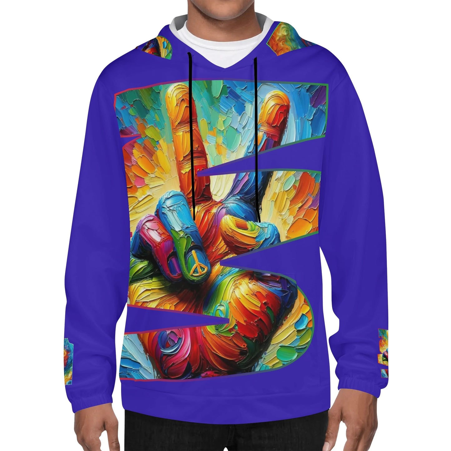 Mens Lightweight All Over Print Hoodie "PEACE"