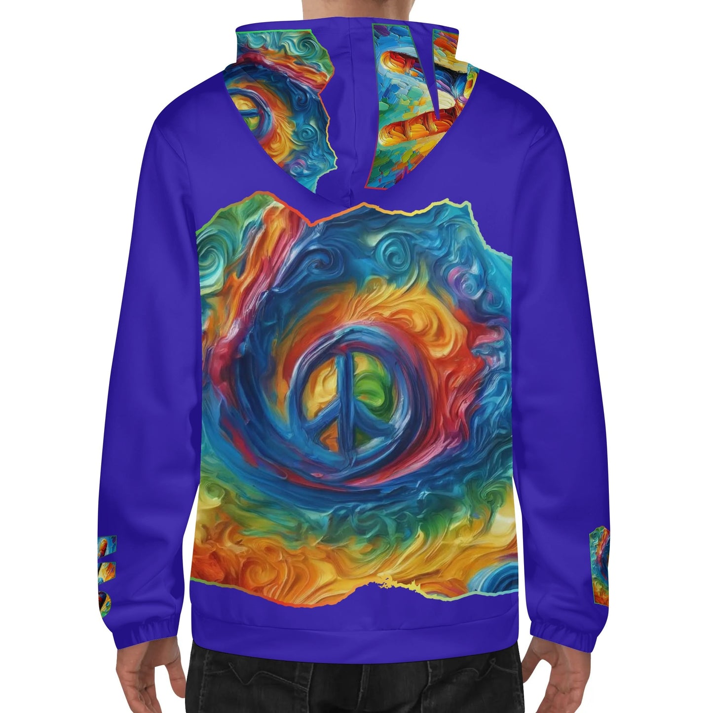 Mens Lightweight All Over Print Hoodie "PEACE"