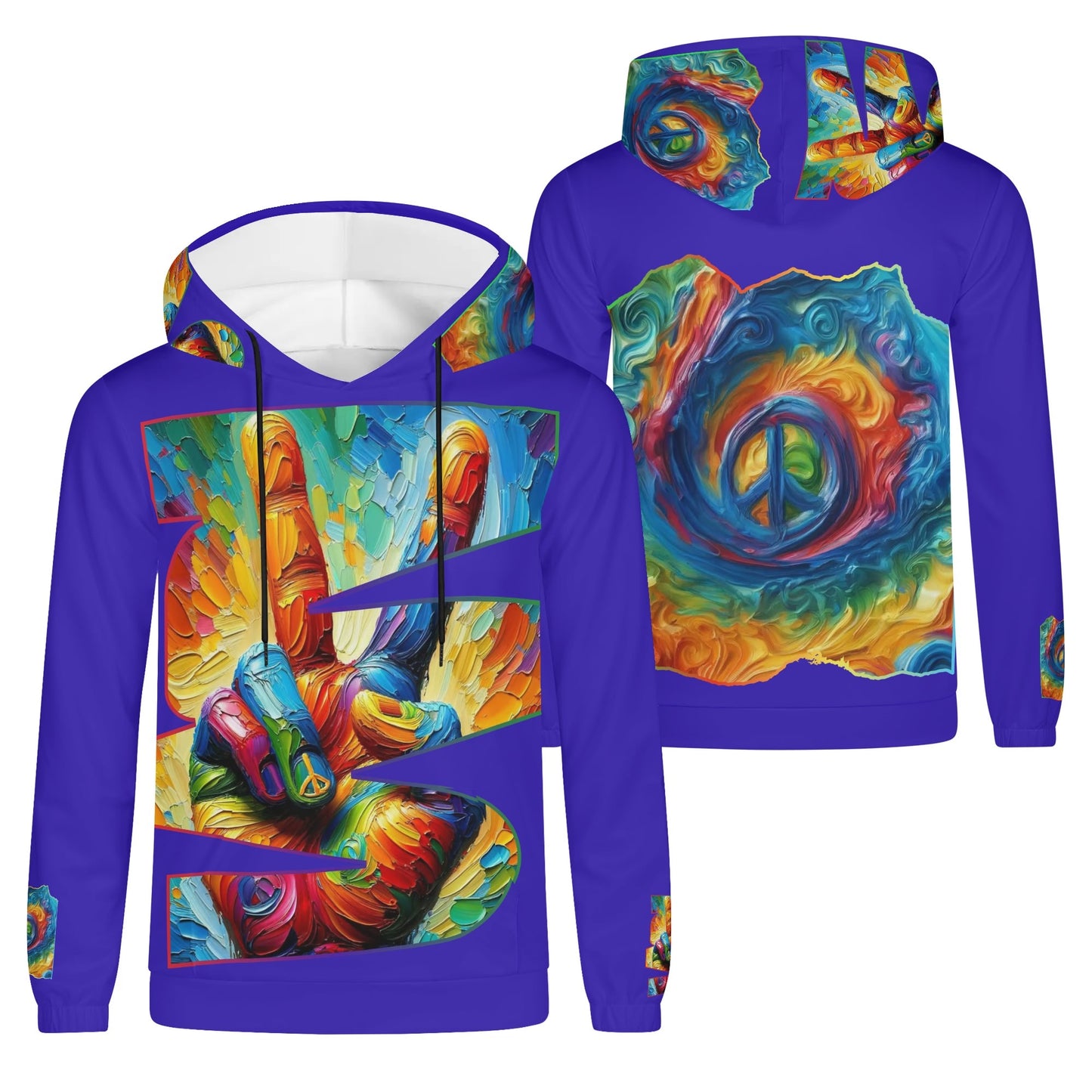 Mens Lightweight All Over Print Hoodie "PEACE"