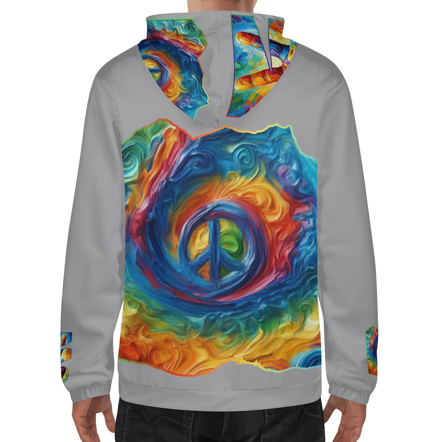 Mens Lightweight All Over Print Hoodie "PEACE"