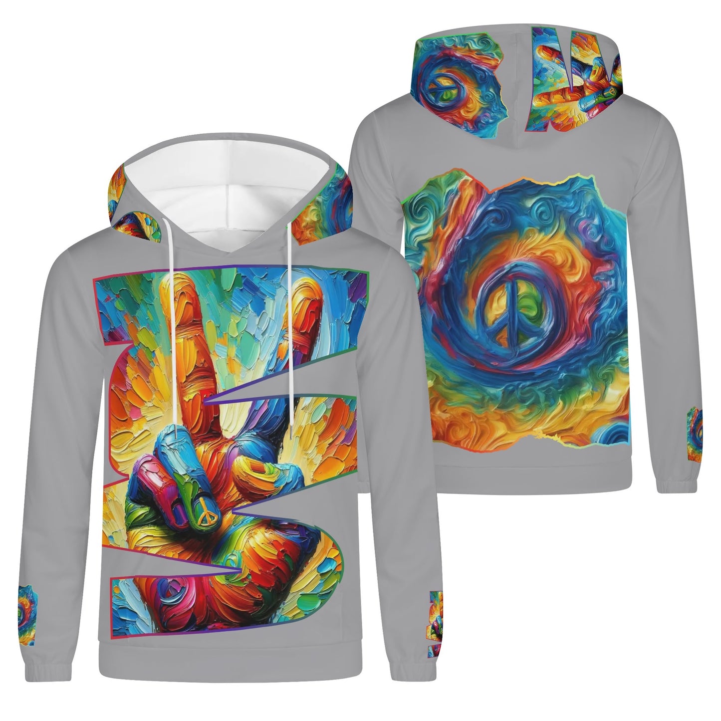 Mens Lightweight All Over Print Hoodie "PEACE"