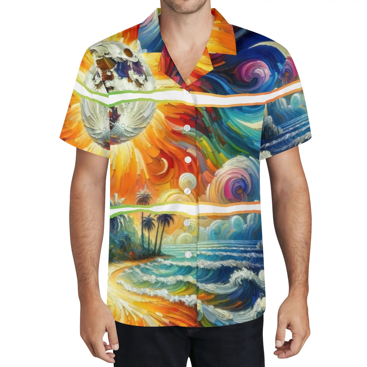 Mens All Over Print Retro Casual SS Shirt