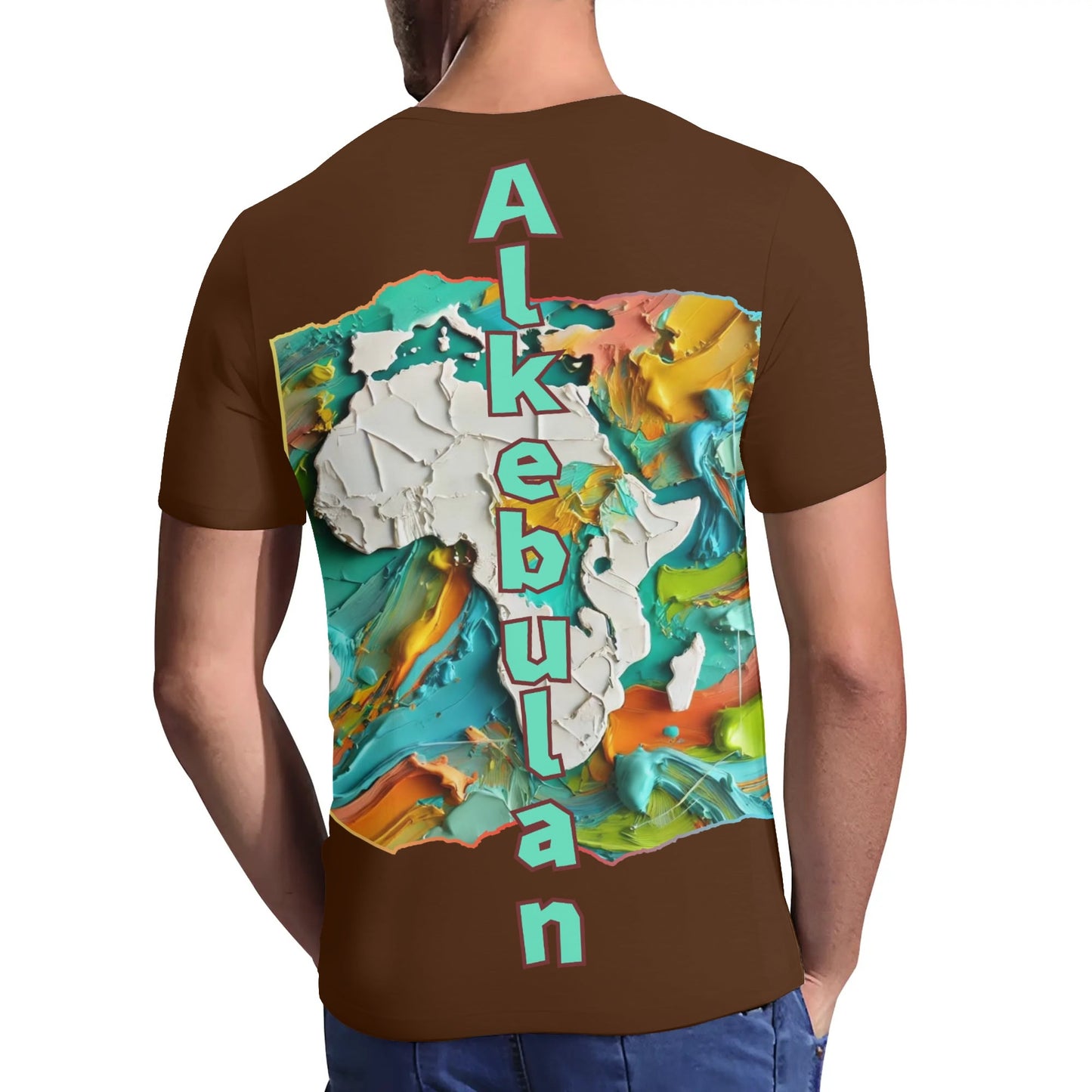 Mens Short Sleeve Soft Feel V-Neck T-Shirt "Alkebulan: Mother of Mankind"