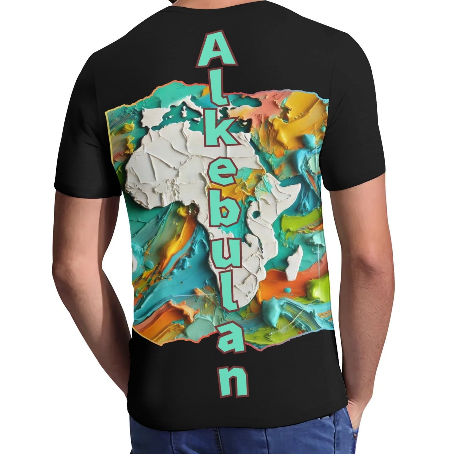 Mens Short Sleeve Soft Feel V-Neck T-Shirt "Alkebulan: Mother of Mankind"