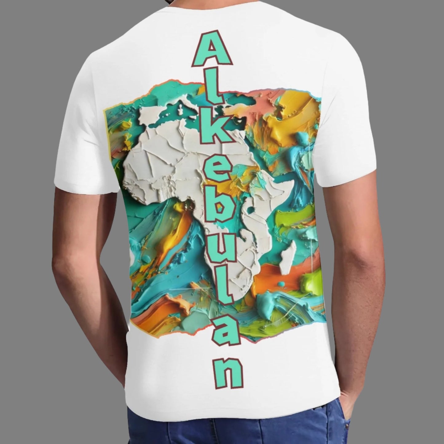 Mens Short Sleeve Soft Feel V-Neck T-Shirt "Alkebulan: Mother of Mankind"